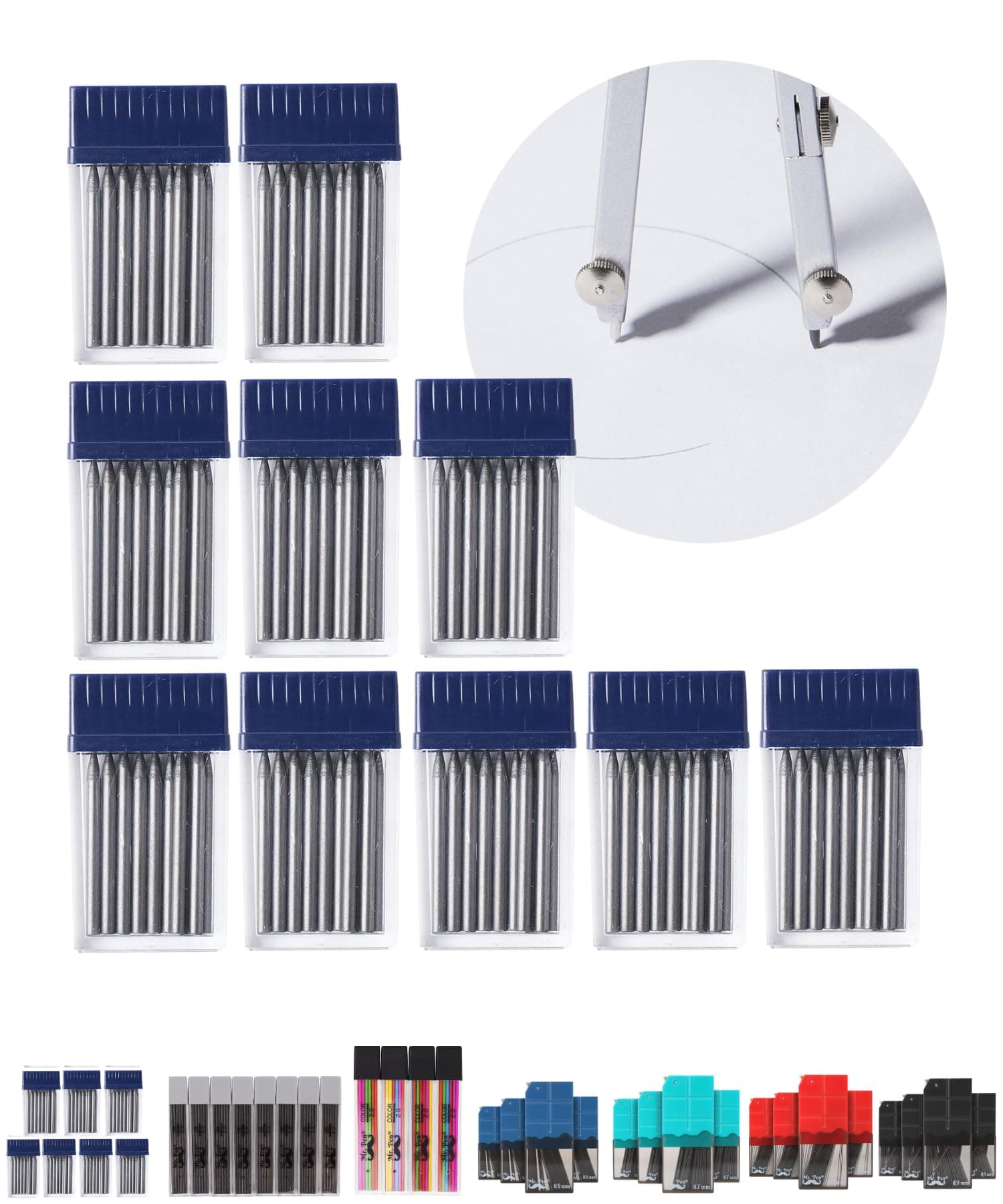 Mr. Pen- 100pcs 2mm Graphite Compass Leads for Drawing Circles, Geometry & Drafting