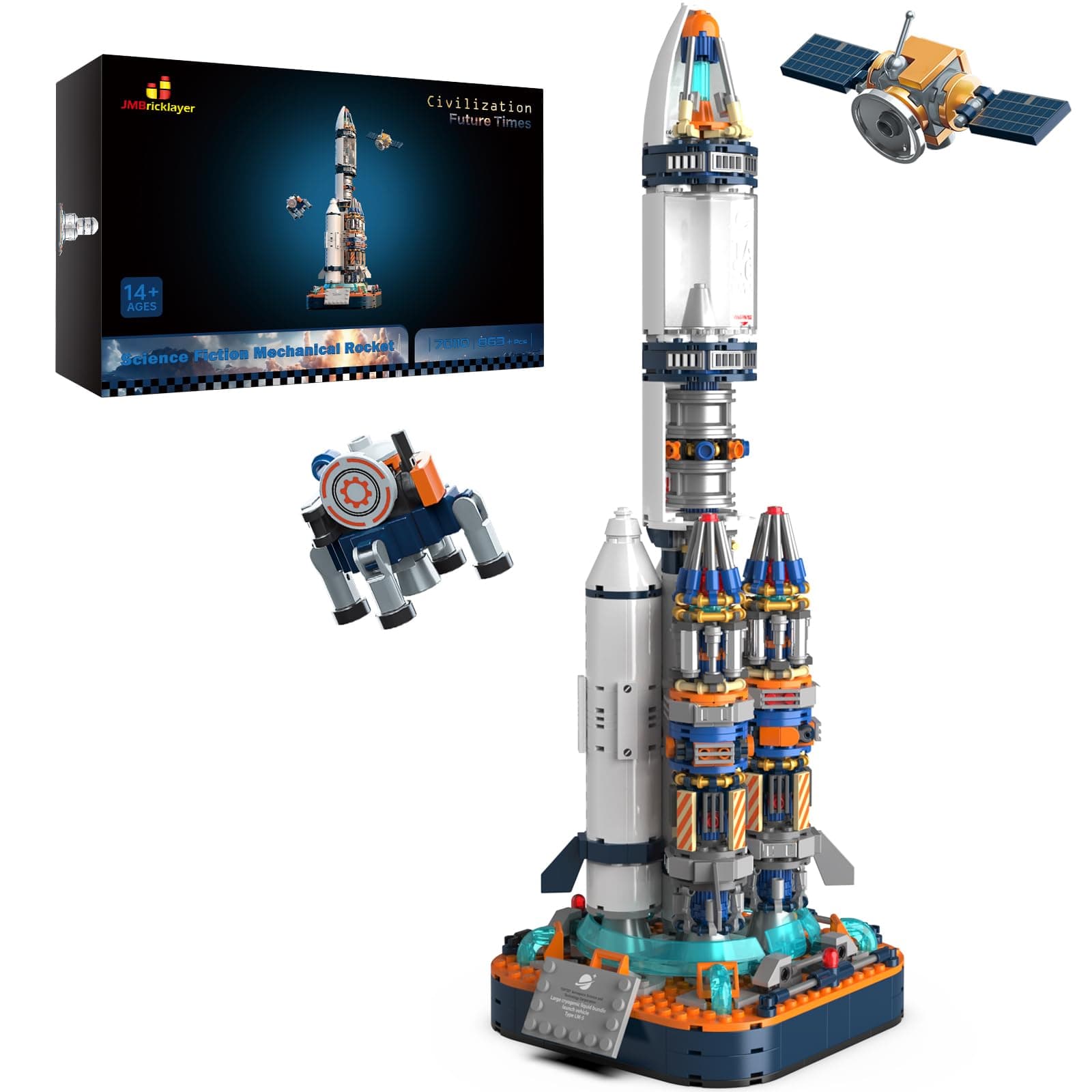 JMBricklayer Space Rocket Building Sets for Adults 70110, Spaceship Exploration Space Toys, Space Shuttle Rocket Ship Collectible Display Model Set, Gifts for Adults