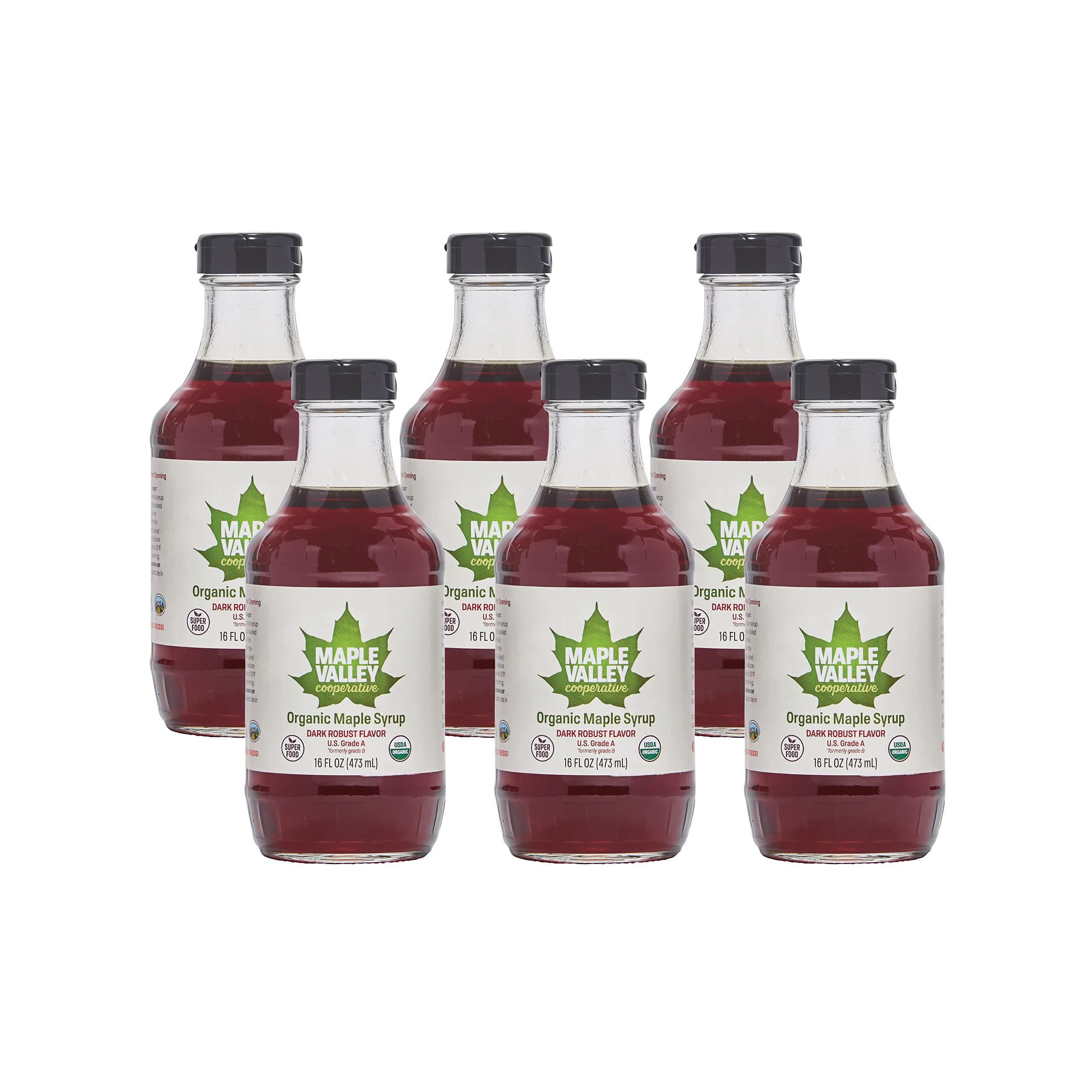 Maple Valley 16 oz Grade A Dark & Robust Organic Maple Syrup - 6 PACK