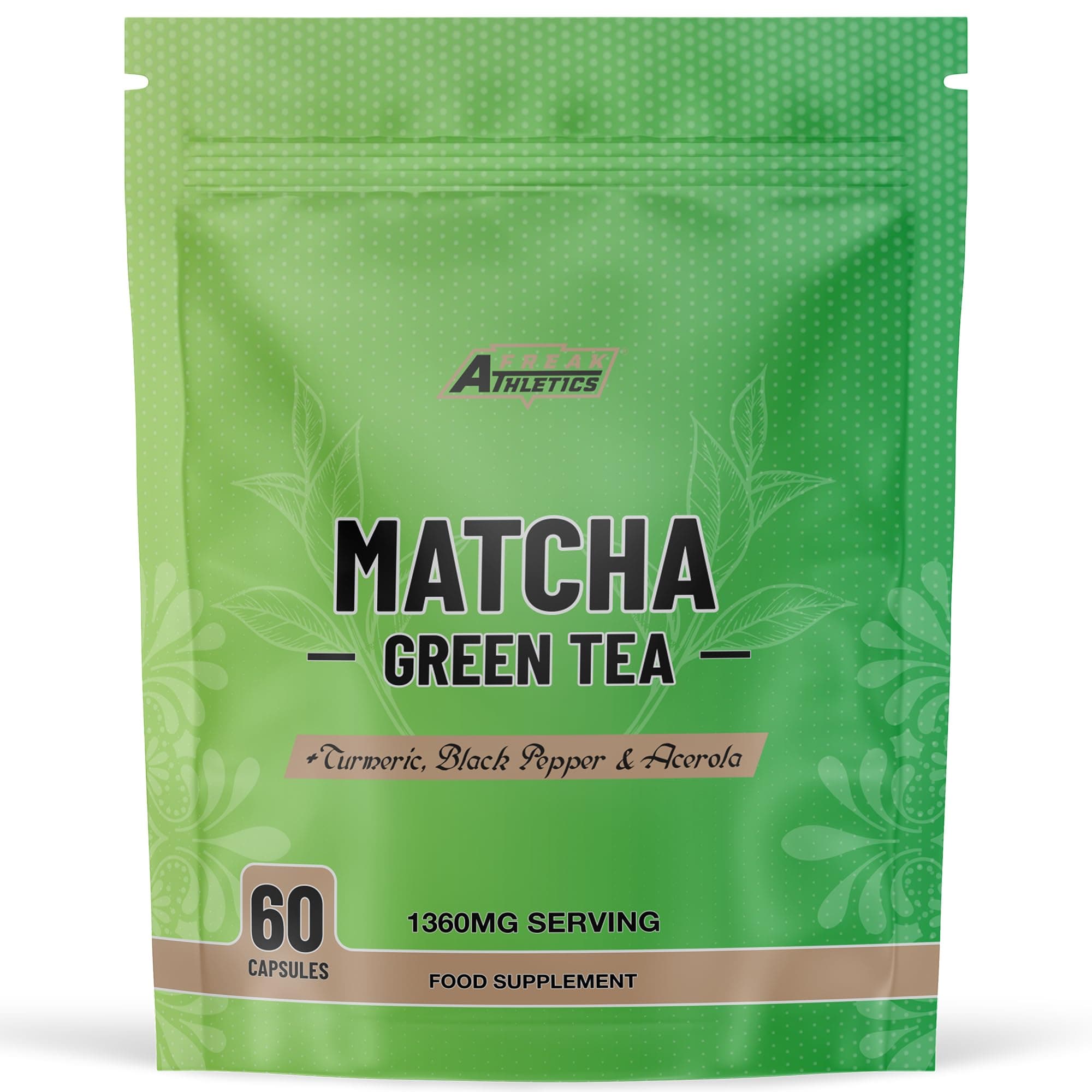 Matcha Green Tea 60 Capsules - Matcha Green Tea Tablets - Boosted with Turmeric, Acerola Cherry & Black Pepper