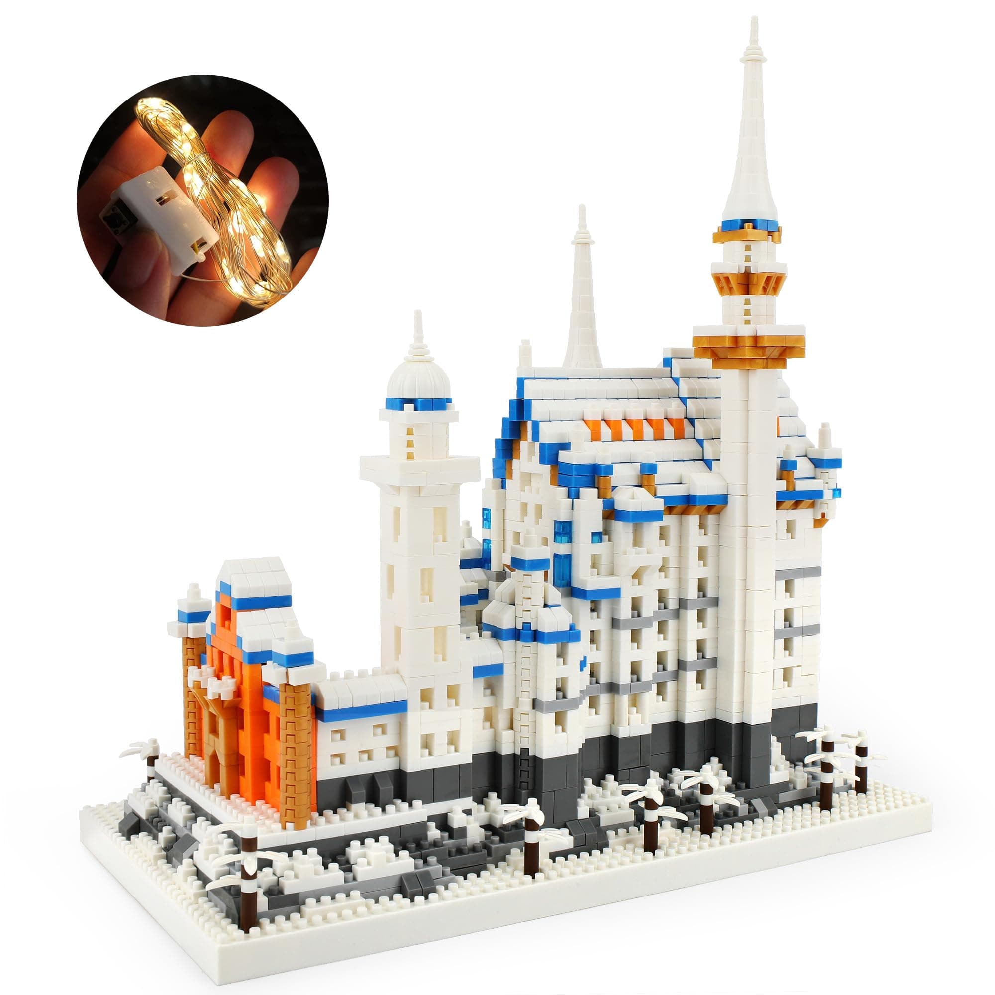 – Germany Swan Stone Castle Mini Bricks Kit, Light-Up World Architecture Model Building Set for Adults, Boys, Girls 14+ (2800 Pcs)