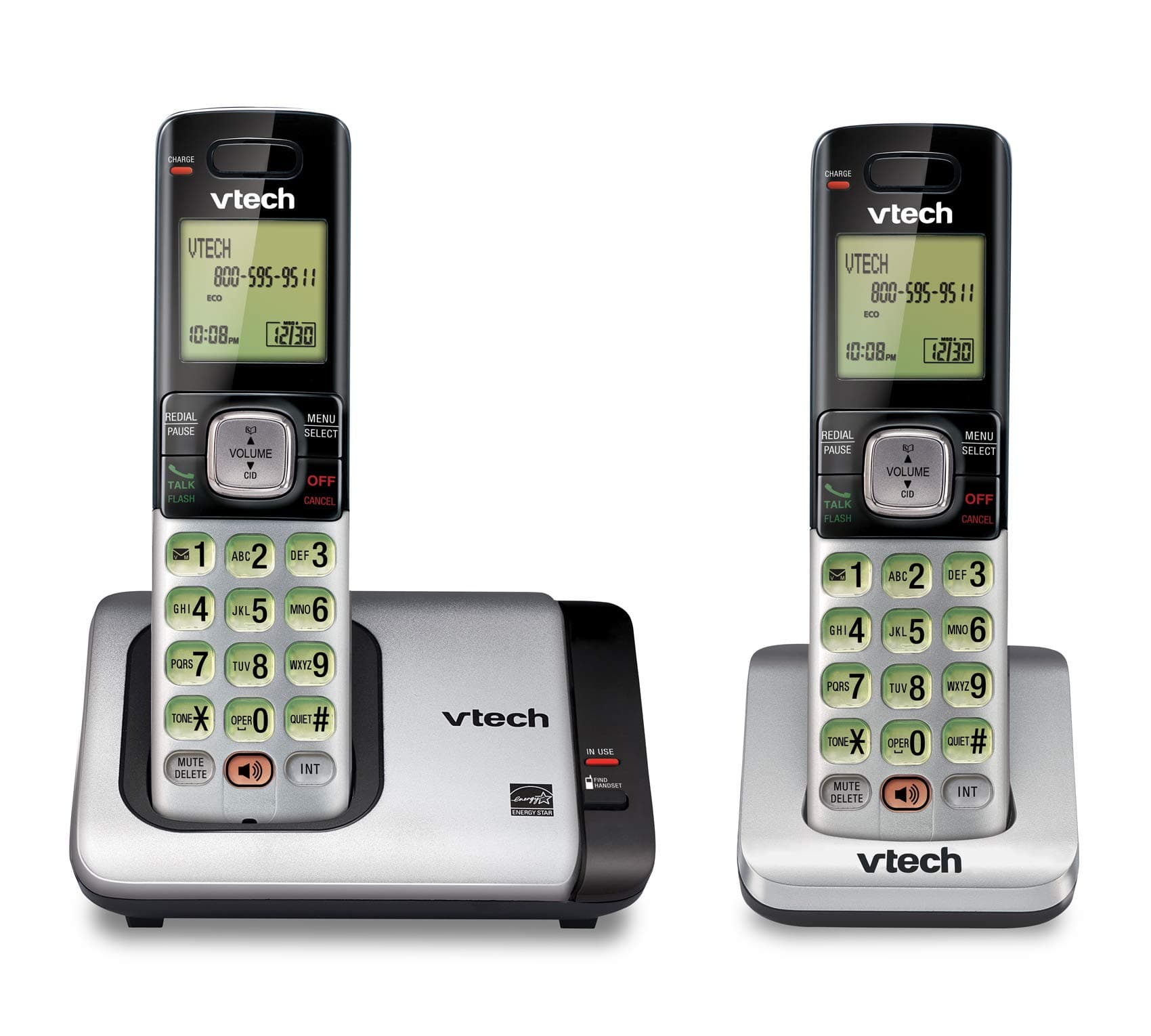 VTech CS6719-2 2-Handset Cordless Phone with Caller ID/Call Waiting, Handset Intercom & Backlit Display/Keypad, Silver