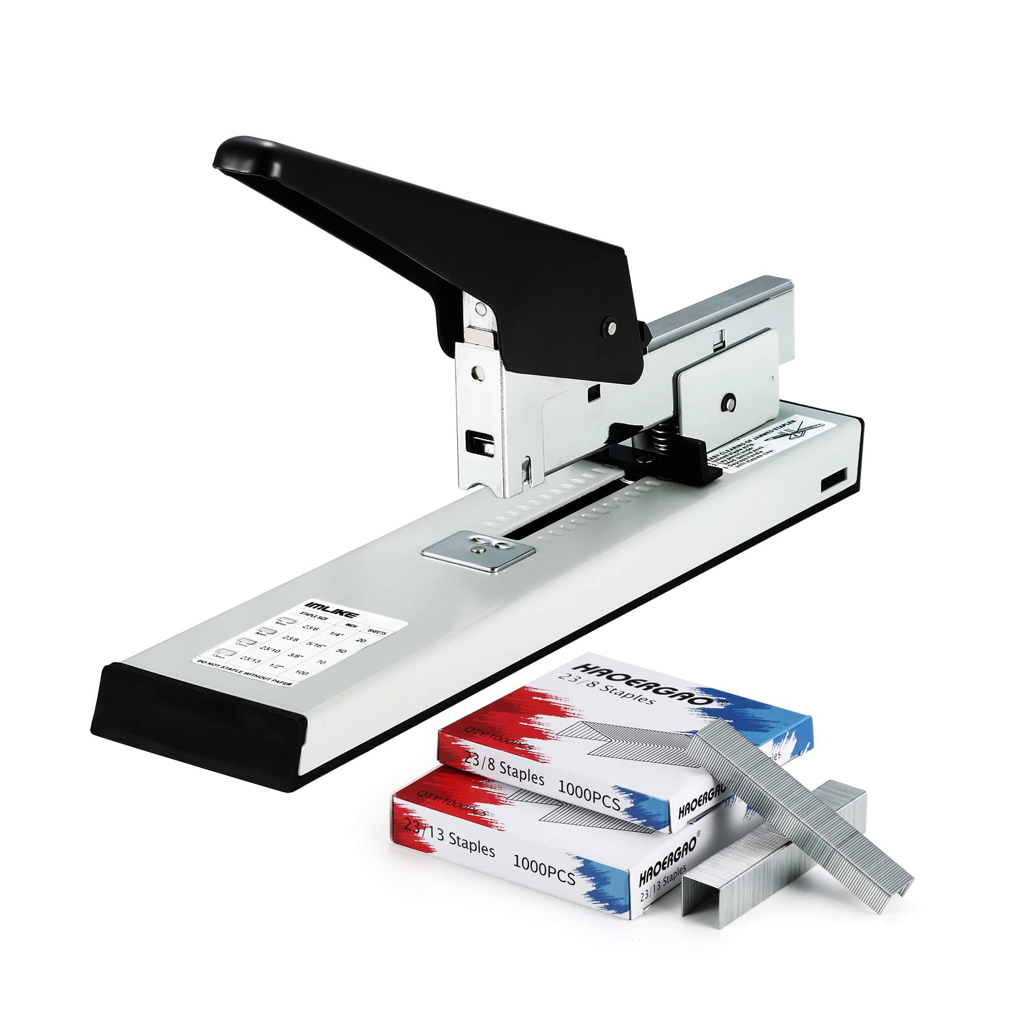 IMLIKE Heavy Duty Stapler with 2000 Staples: 100 Sheets High Capacity Manual Office Stapler, Metal,Jam Free,for Paper Binding, Include 23/8 & 23/13 Staples Each 1000PCS