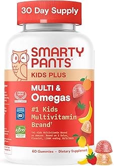 Kids Multivitamin Gummies with Omega 3 DHA/EPA, Vitamins D3, C, B12, B6, A, K, and Zinc, Gluten Free, Clean Label, Three Fruit Flavors, 60 Gummies (30 Day Supply)