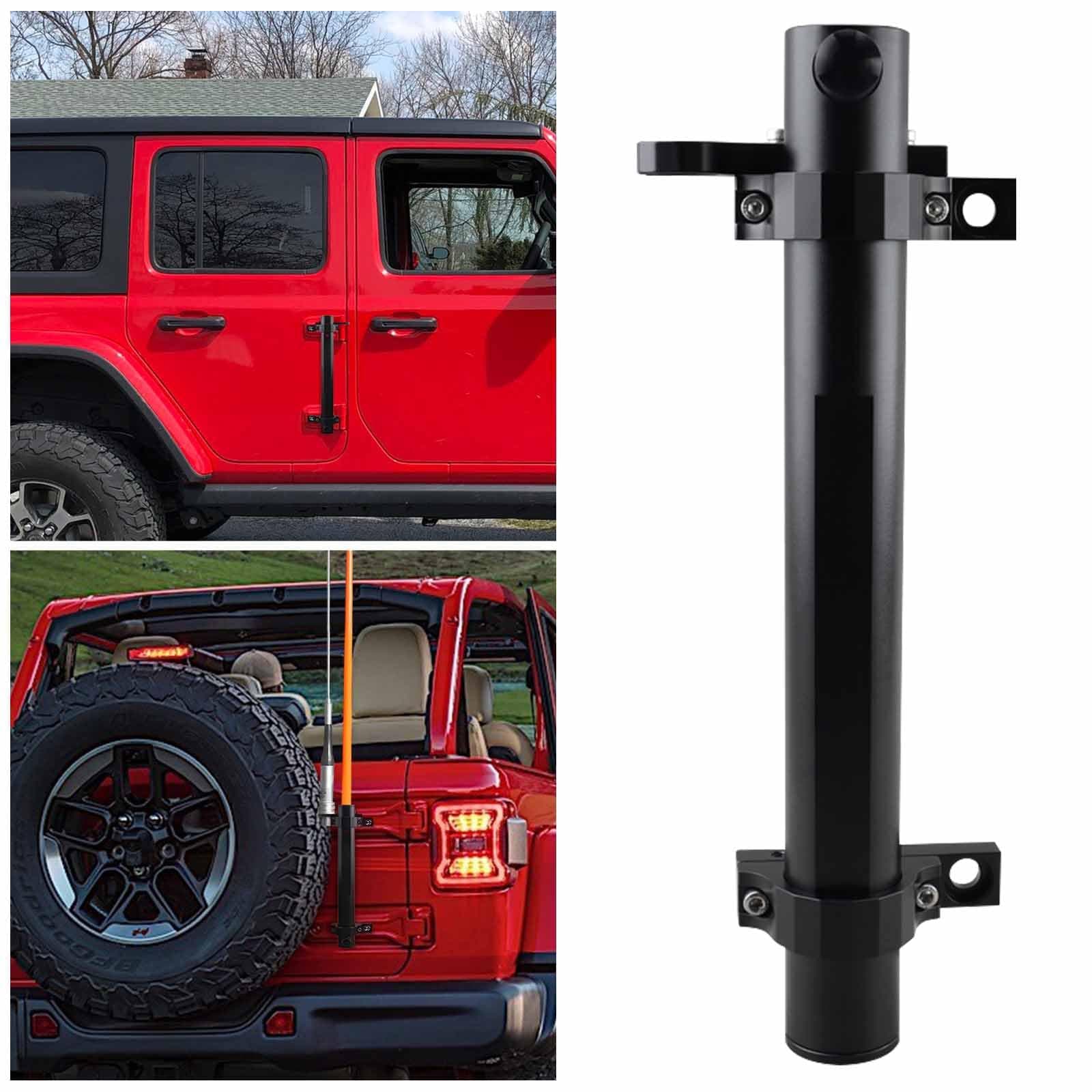 Samman For Jeep Flag Mount, Flagpole Holder Bracket Jl Mount And Pole Tail Gate With Cb Antenna Base Compatible Wrangler Jk Jku Unlimited 07-23