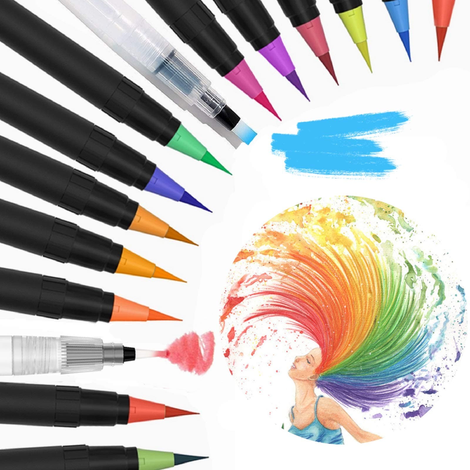 Pentel Sign Brush Marker Pens - Flexible Tip Assorted Colours - Pack 12