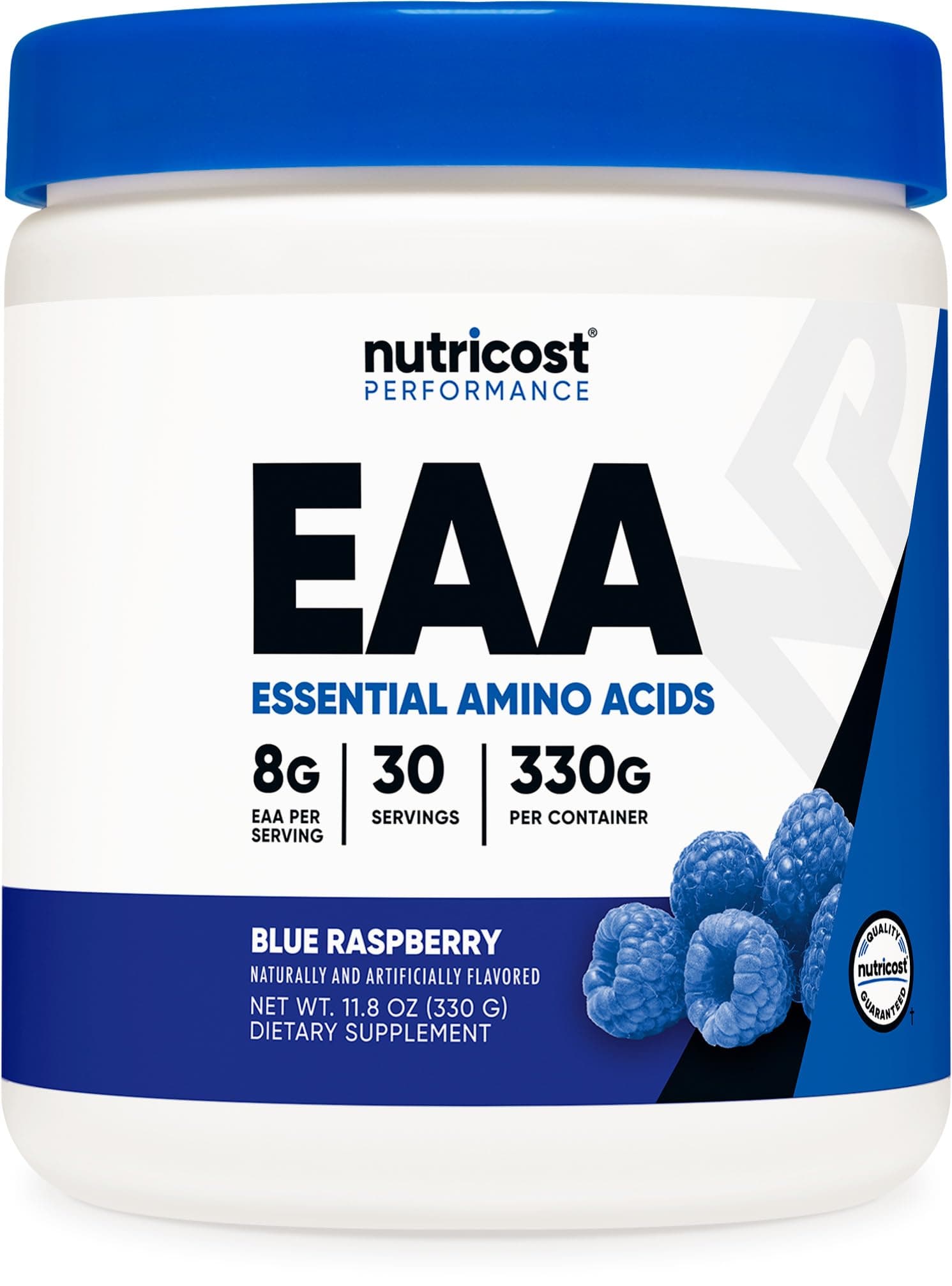 Nutricost EAA Powder, Essential Amino Acids, Blue Raspberry Flavor, 11.6 oz (330 g), 30 Servings, NON-GMO Gluten Free