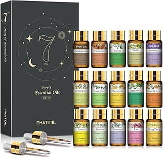 PHATOIL Essential Oils Gift Set 15 x 5ml, Pure Essential Oil Aromatherapy Oil for Skin Care, Hair Care, Bath, Ideal for Humidifier, Diffuser, Relax