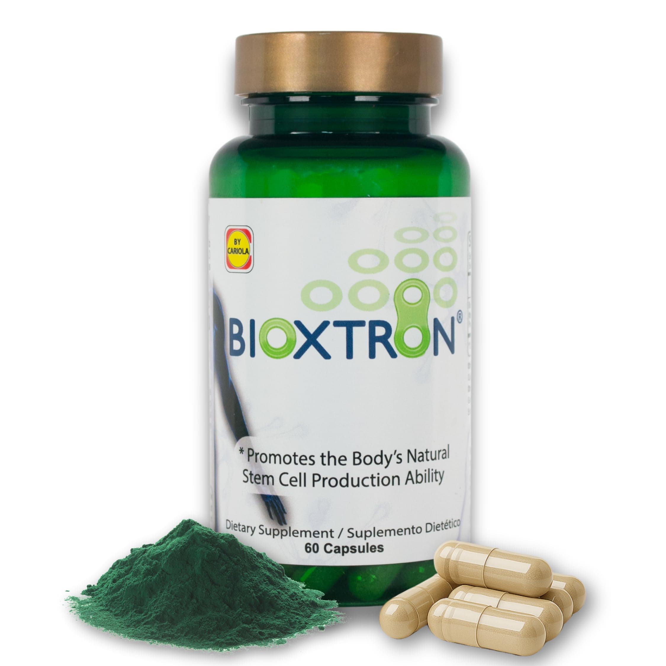 Bioxtron Natural Stem Cell Supplement Capsules - Cellular & Antioxidant Support Formula with Blue Green Algae, Spirulina, Immune & Energy Support - 60 Capsules