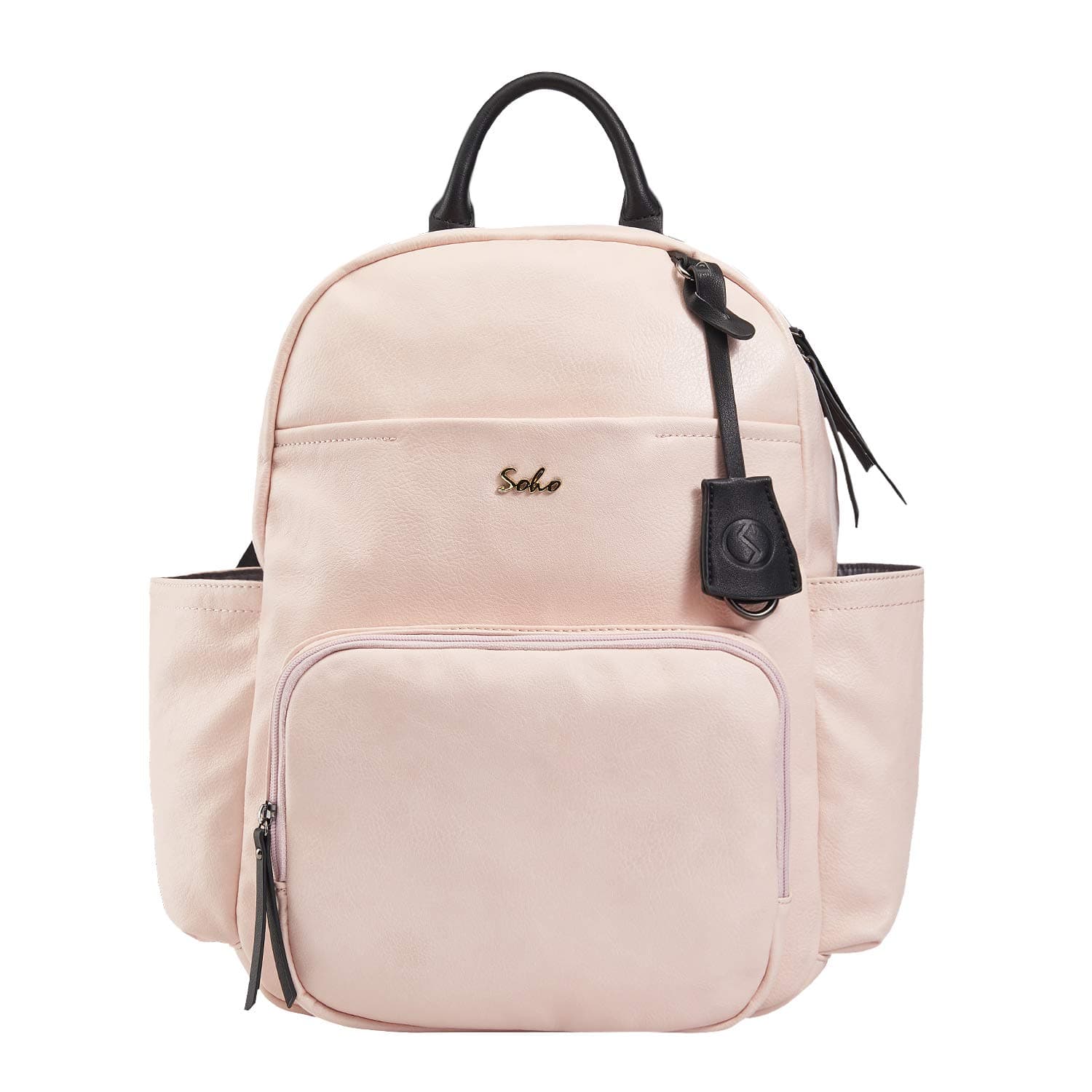 SoHo Jackson Vegan Leather Diaper Backpack, 3Pc Pink