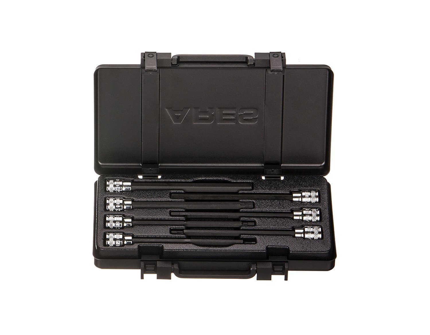 ARES 70224 - Extra Long Metric Hex Bit Socket Set - S2 Bit Provides Greater Torque - Premium Metal Storage Case - Heat Treated Chrome Vanadium Steel Sockets