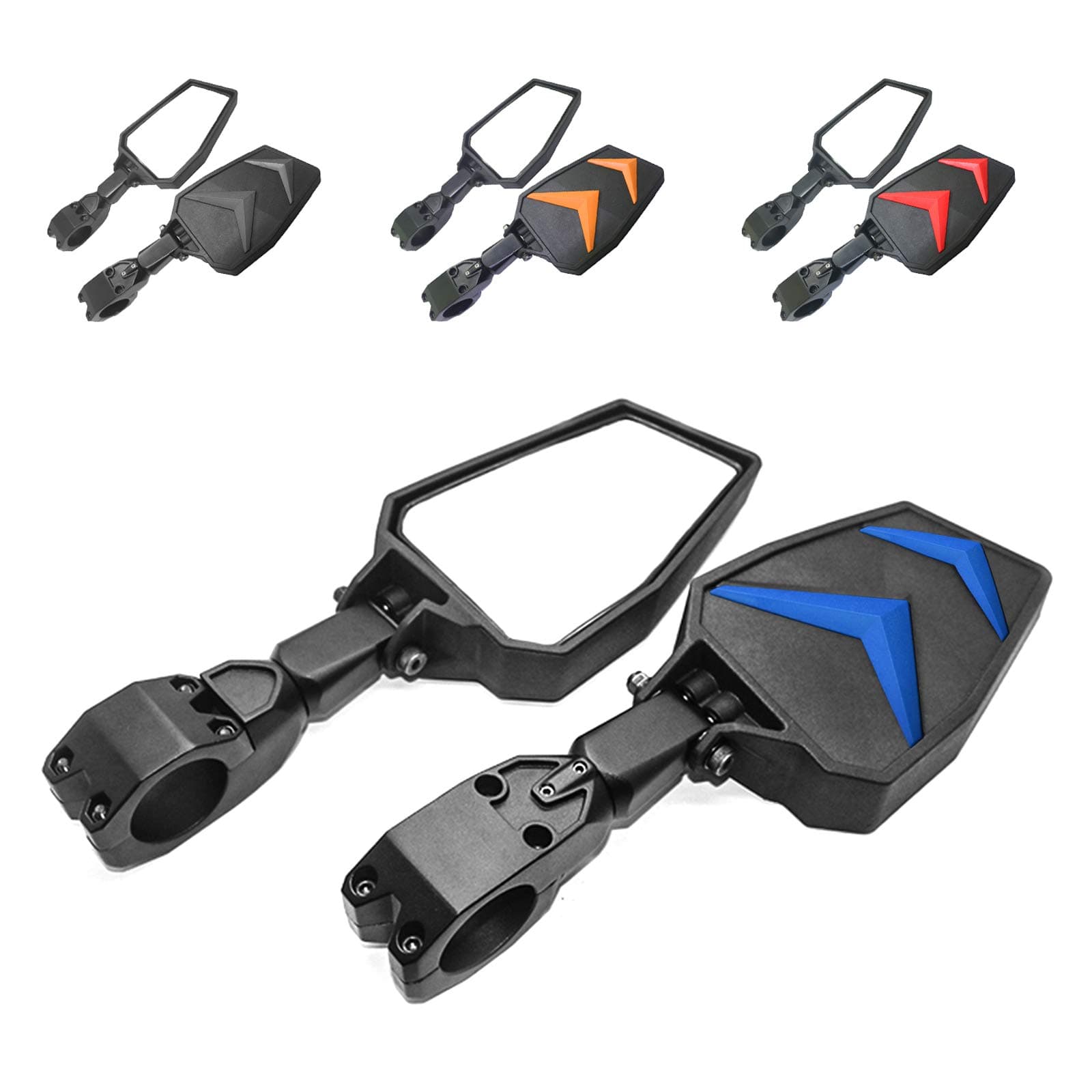 2PCS UTV RZR Side Mirror, EBESTauto 1.75 Inch Roll Bar Cage Rear Side View Mirror for UTV or ATV with Black Orange Blue Red Inserts Compatible for 2008-2019 Polaris RZR 800 900 1000 XP Turbo Teryx w