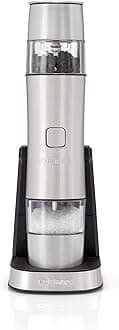 Electric Salt and Pepper Grinder Set Rechargeable Seasoning Mill No Batteries needed, 20 min charging Measuring cap Adjustable Grind settings 3 year guarantee Frosted Pearl