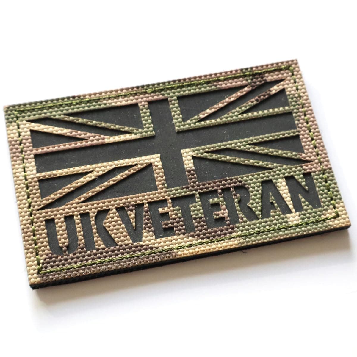 UK Veteran Hook and Loop Patch Camouflage Union Jack Flag Morale 8cm x 5cm IRR British Forces Camo Fabric Badge