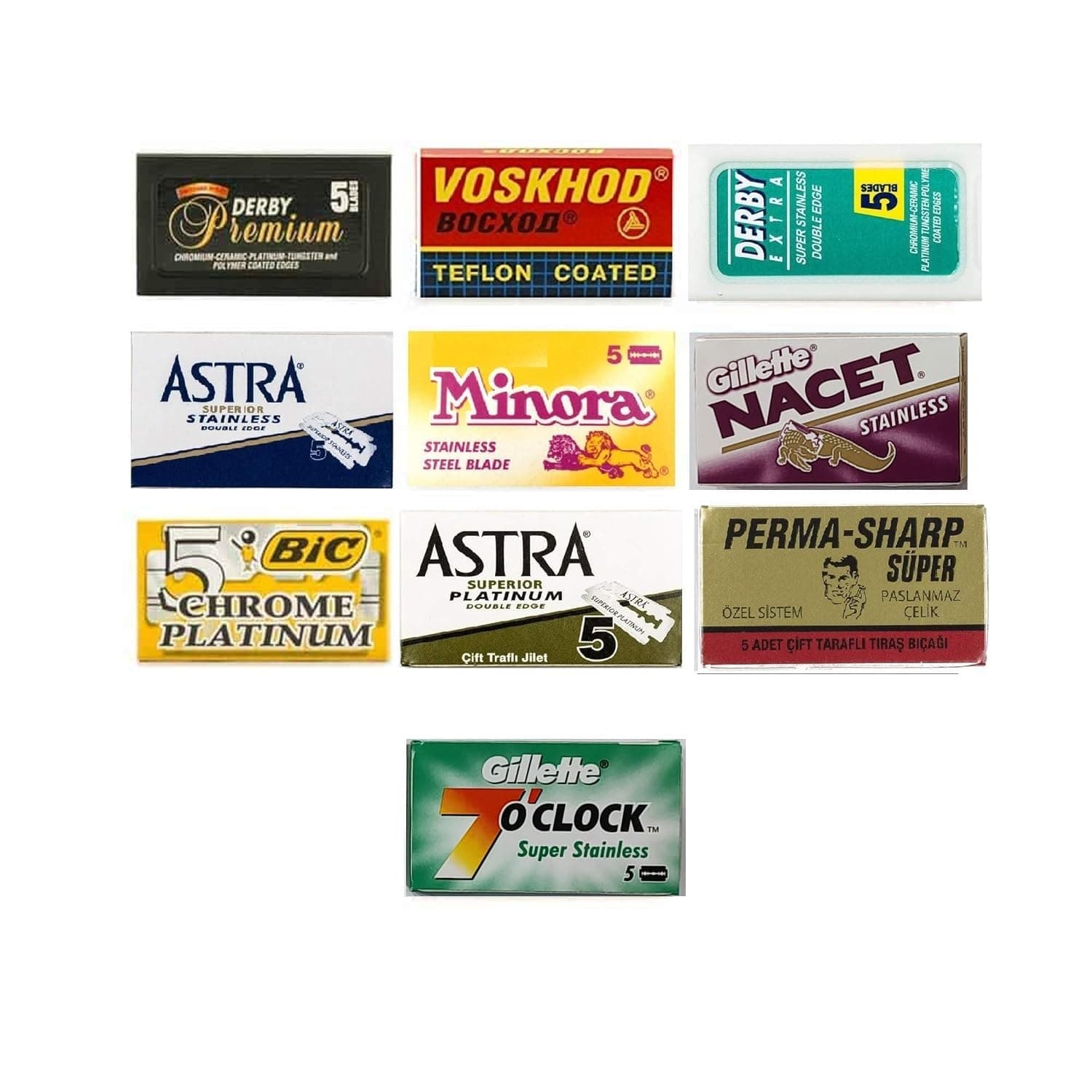 Blade Sampler 50 BEST Double Edge FEATHER ASTRA NACET BIC SHARK