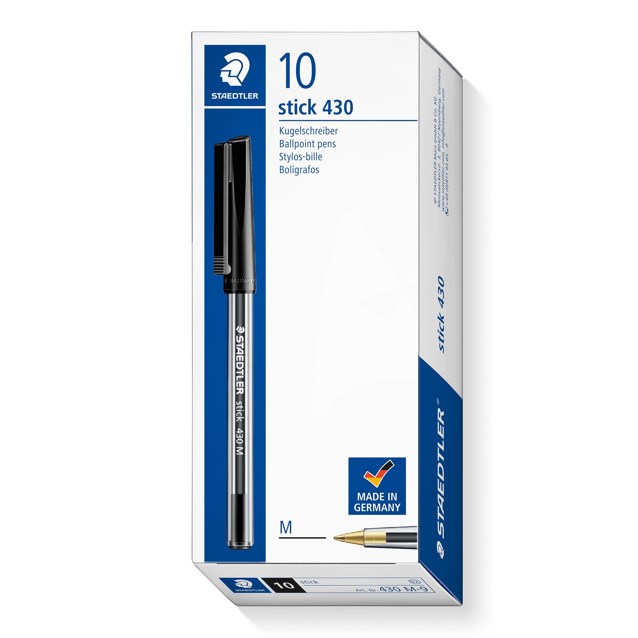 Stick 430 M-9 Ballpoint Pen Medium - Black (Box of 10)