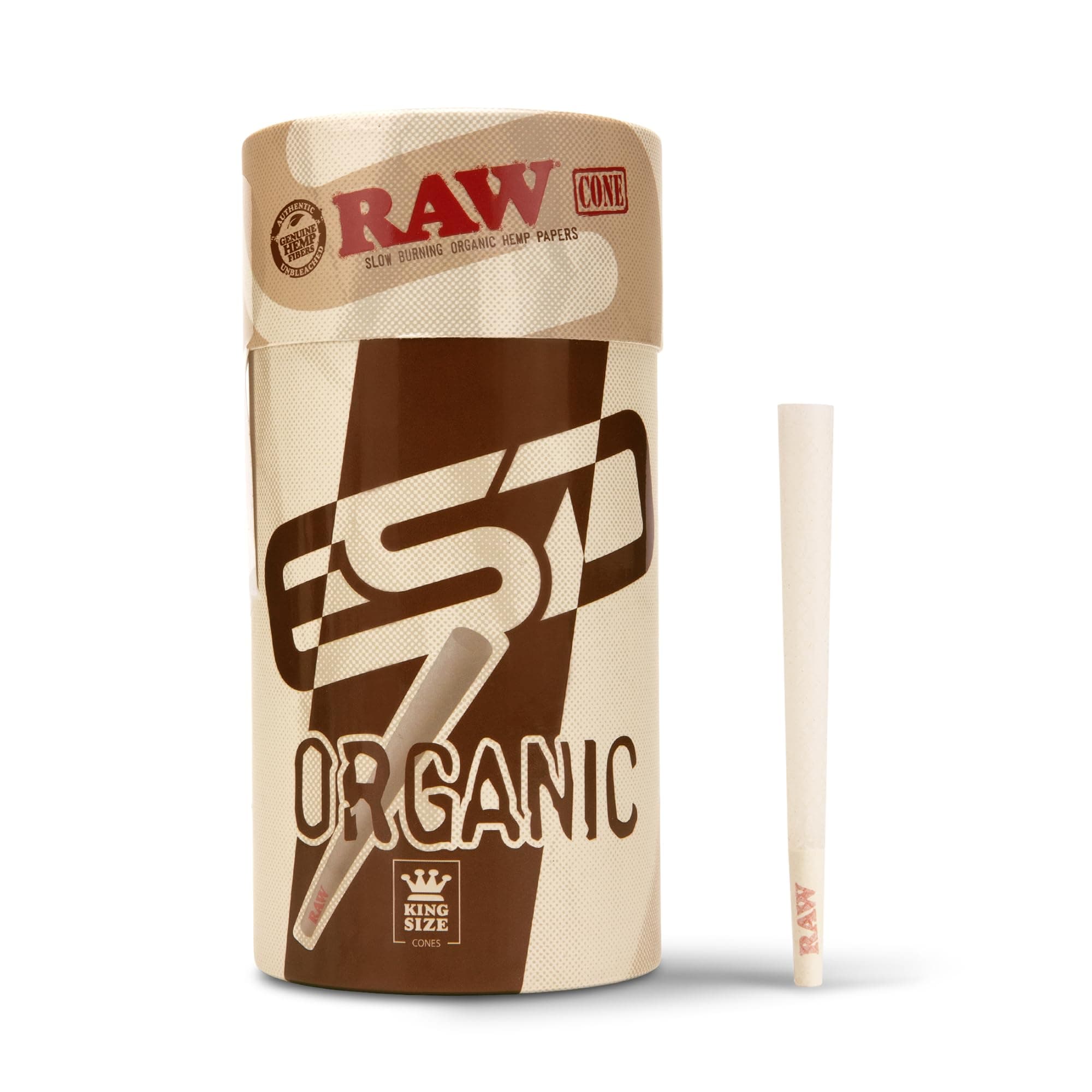 RAW Cones Organic King Size - 100 Pack - Slow Burning Pre Rolled Cones with Tips Included