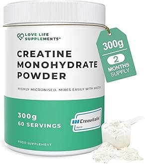 Creapure® Creatine Monohydrate Powder 300g – 60 Servings – Creavitalis® Micronised Vegan Creatine – Unflavoured, Fast Mixing – Muscle Growth, Strength, Power – 3rd Party Tested, UK Brand