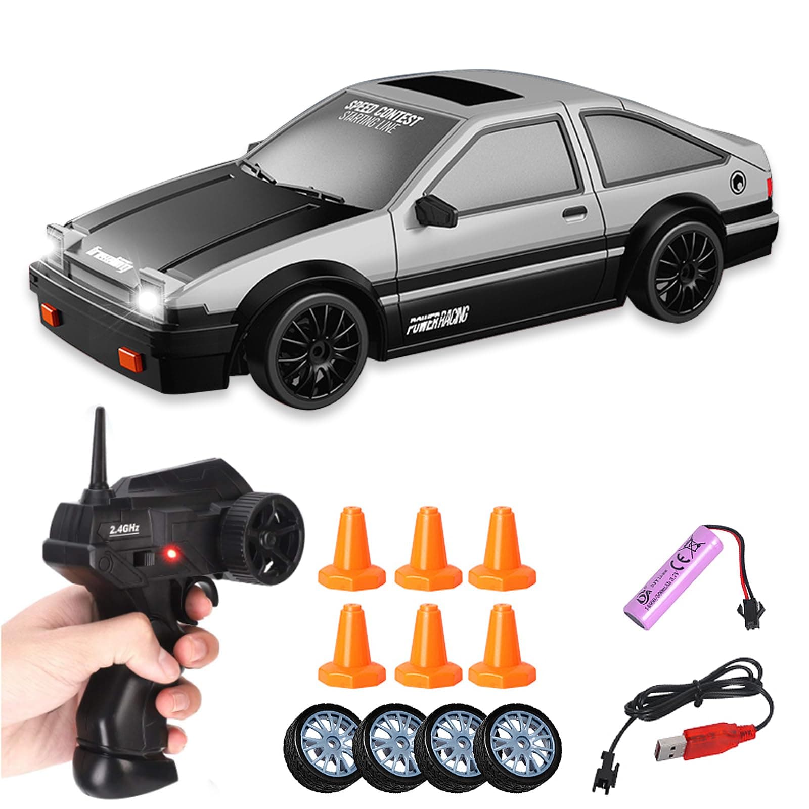 Aipinvip RC Drift Car 1:24 4WD Remote Control Racing Cars 15km/h 2.4GHz Mini Model Car Toy for Boys Kids Adults