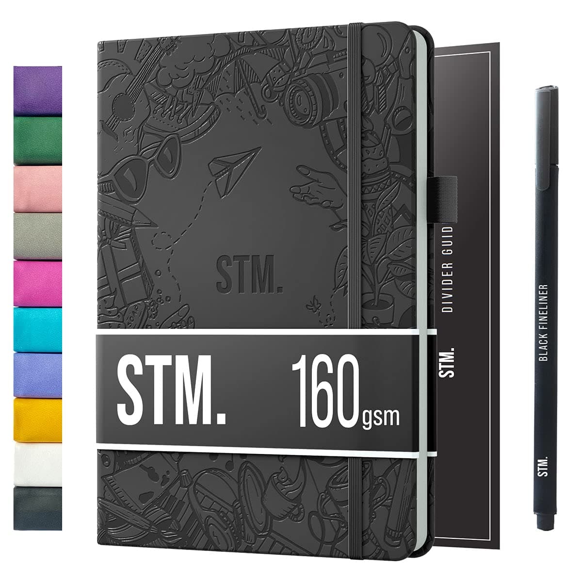 Scribbles That Matter A5 Dotted Journal Notebook 150 Pages Dot Grid Bullet Journal Vegan Hard Cover 160gsm Dotted Notebook Bleedproof thick paper with Free Pen for Work (5.75 x 8.5) inches, Charcoal