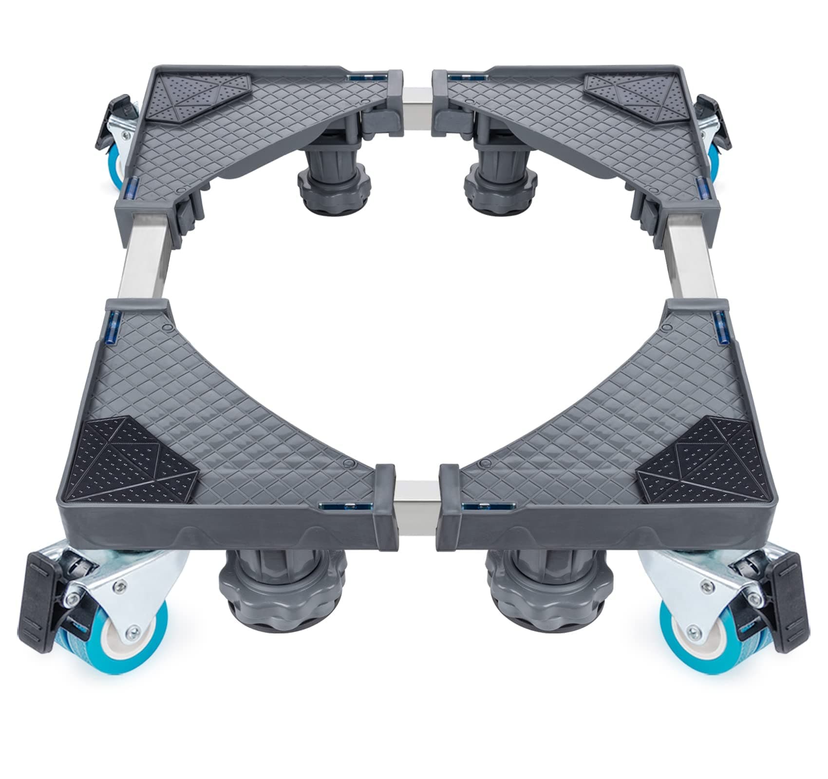 ilaukeWashing Machine Base for Refrigerator, Adjustable Base for Dryer, Adjustable Washing Machine Base with 4 Feet + 4 Wheels and Non-Slip Shock Absorption Function (45-75 cm)