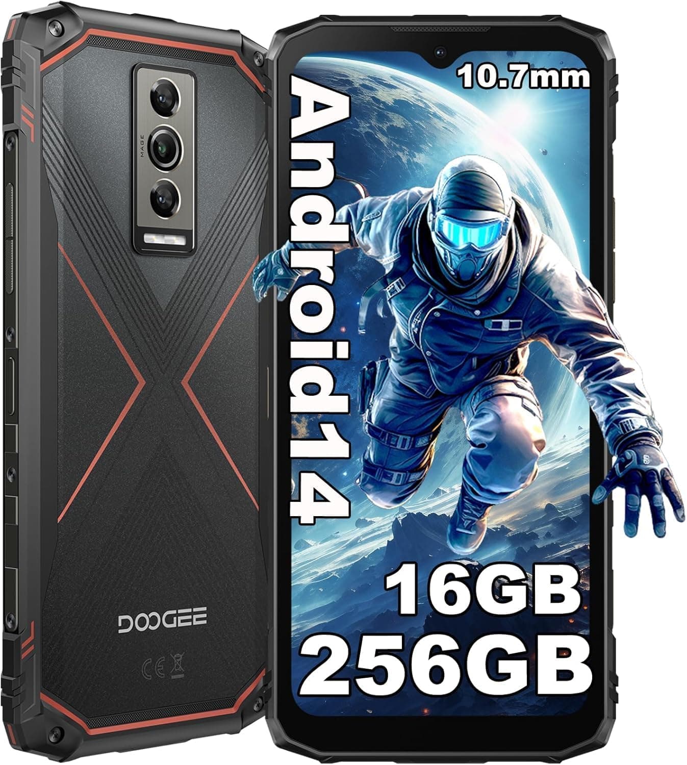 DOOGEE Blade 10 Pro Rugged Phone,10.7mm Ultra-Thin,30GB+256GB Rugged Smartphone,Octa Core 6.56" HD+90Hz,50MP+8MP,IP68/IP69K Waterproof Phone,Widevine L1,NFC/Face Unlock