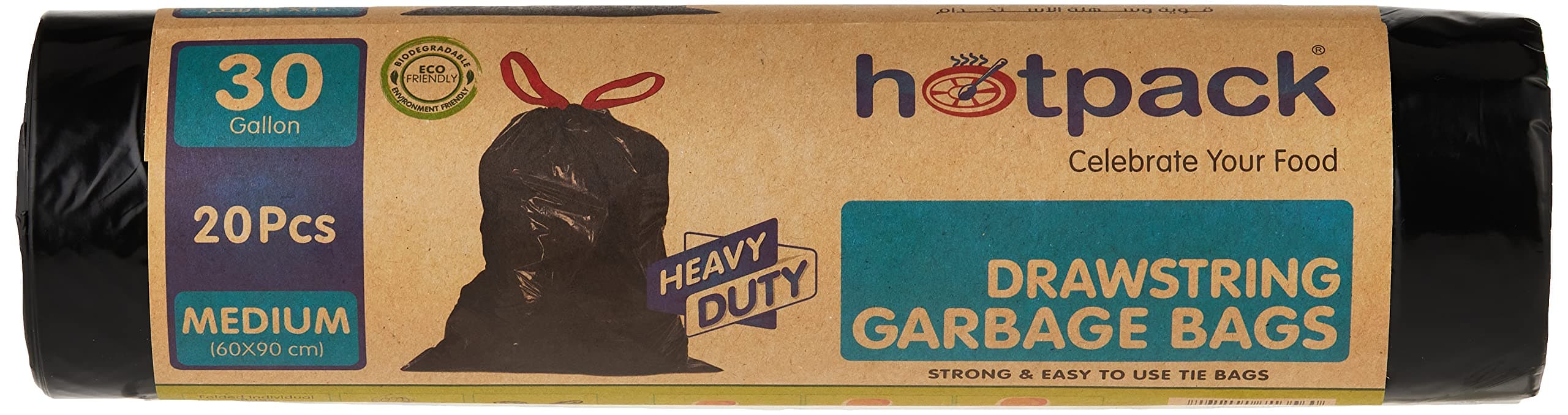 Hotpack Drawstring Bag Roll, 60 X 90 cm, 20 Bags