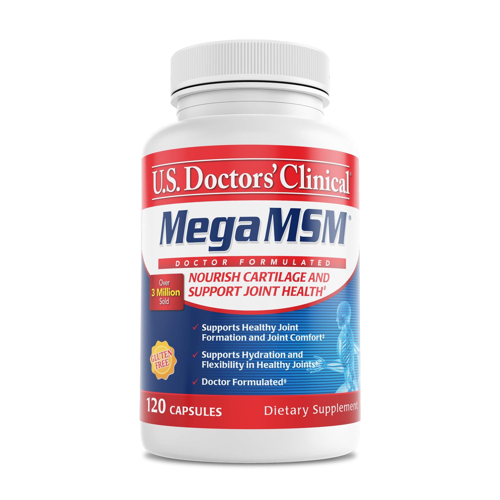 U.S. Doctors’ Clinical Mega MSM Supplement for Joints with MSM + Vitamin C + Collagen and Neem - Clinically Proven to Promote Cartilage Tendon & Ligament Health (1 Month Supply – 120 Capsules)