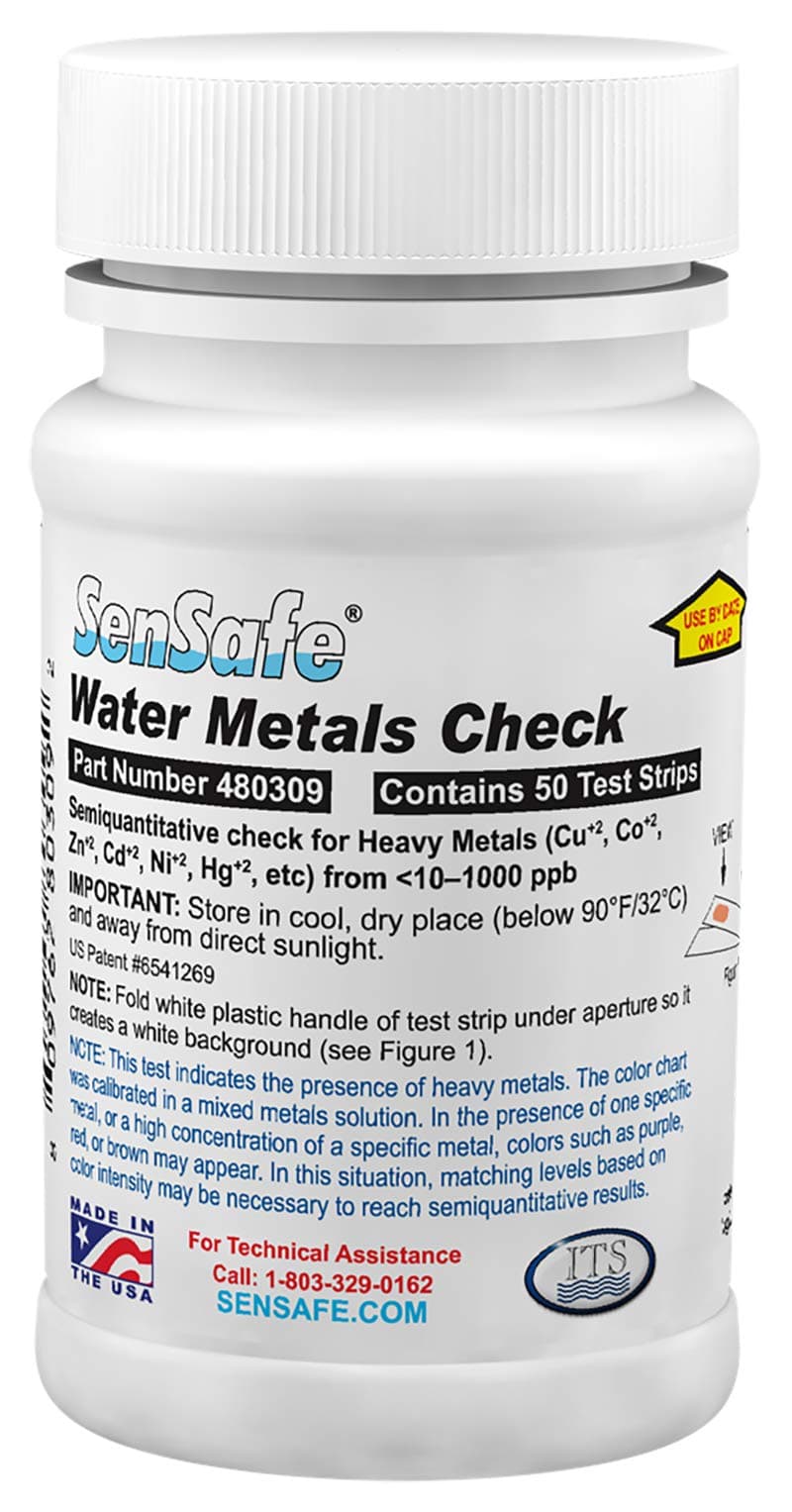 ITS Europe Water Metals Check Testing Kit for Iron, Copper, Cobalt, Zinc, Cadmium, Nickel, Lead, Mercury 480309 (50 Test Strips)