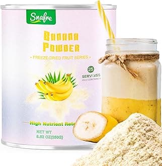 Banana Powder, 8.82OZ Freeze Dried Banana Powder, Freeze Dried Fruit, No Added or Sugar, Suitable for Baking, Oatmeal, Cereal, Yogurt, Smoothies, Juice
