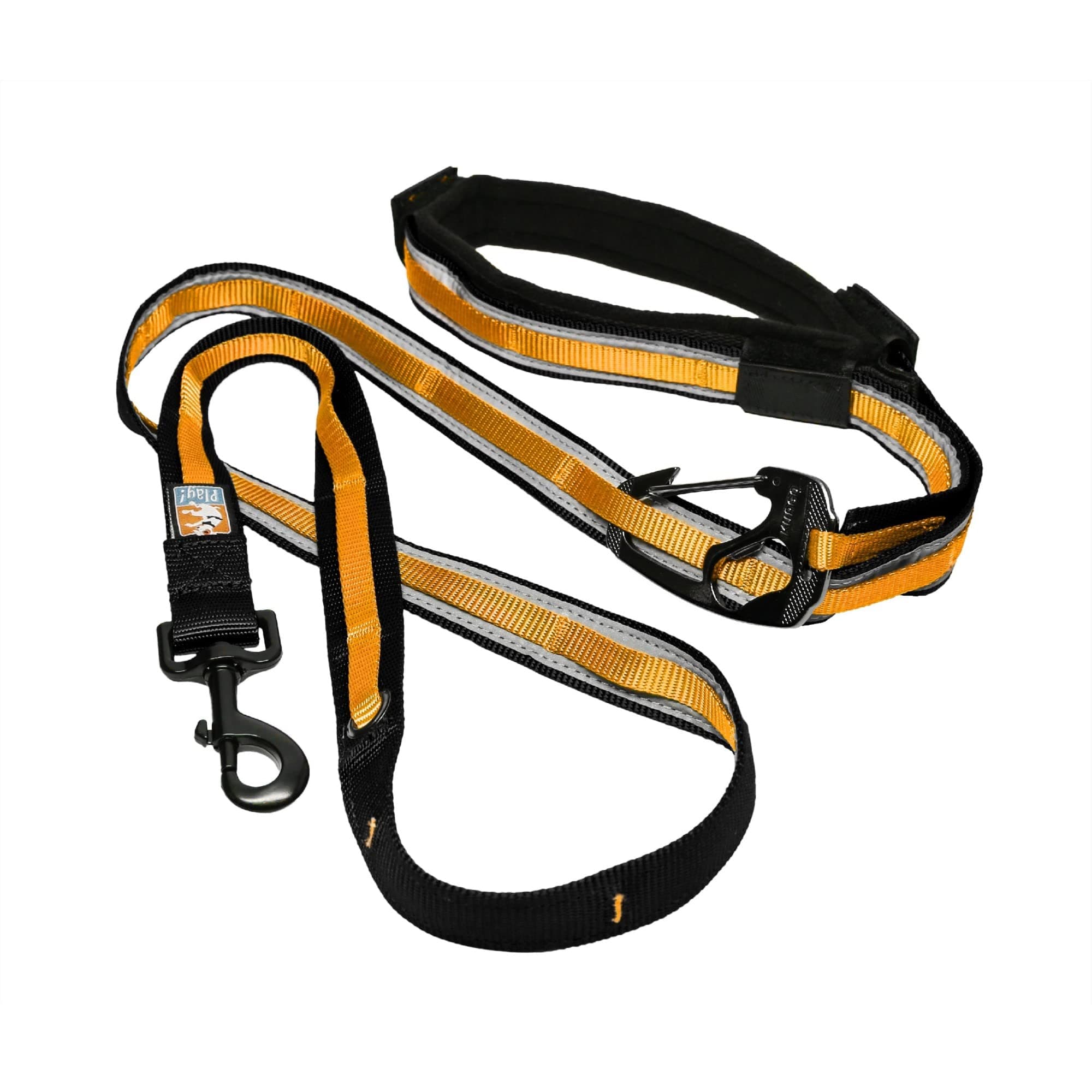 Kurgo Quantum Leash 2.0 - Versatile for Running or Walking - 6 in 1 Dog Leash - Hands-Free Dog Leash - Adjustable - Strong & Durable - Black/Orange