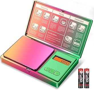 UNIWEIGH Digital Pocket Scale 300g/0.01g(10.58 oz x 0.001 oz),Rainbow Mini Scale for Food Ounces and Grams,Iridescent Plating Small Jewelry Gram Scale, Tare for Jewelry, Medicine, Coffee,Herbs,Coins