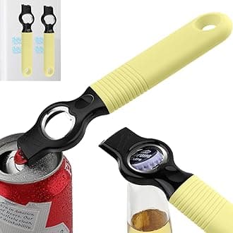 2-Pack Magnetic Beer Bottle Opener & Soda Can Opener, 2-in-1 Bottle Opener and Can Tab Opener Tool for Bartender, Long Nails, Arthritis, Seniors, Silicone Handle with Build in Magnet - Pomelo