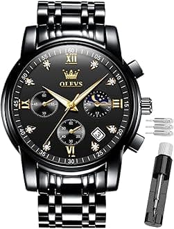 OLEVS Male Wrist Watches, Analog Quartz Business Stainless Steel Waterproof Luminous Watches Luxury