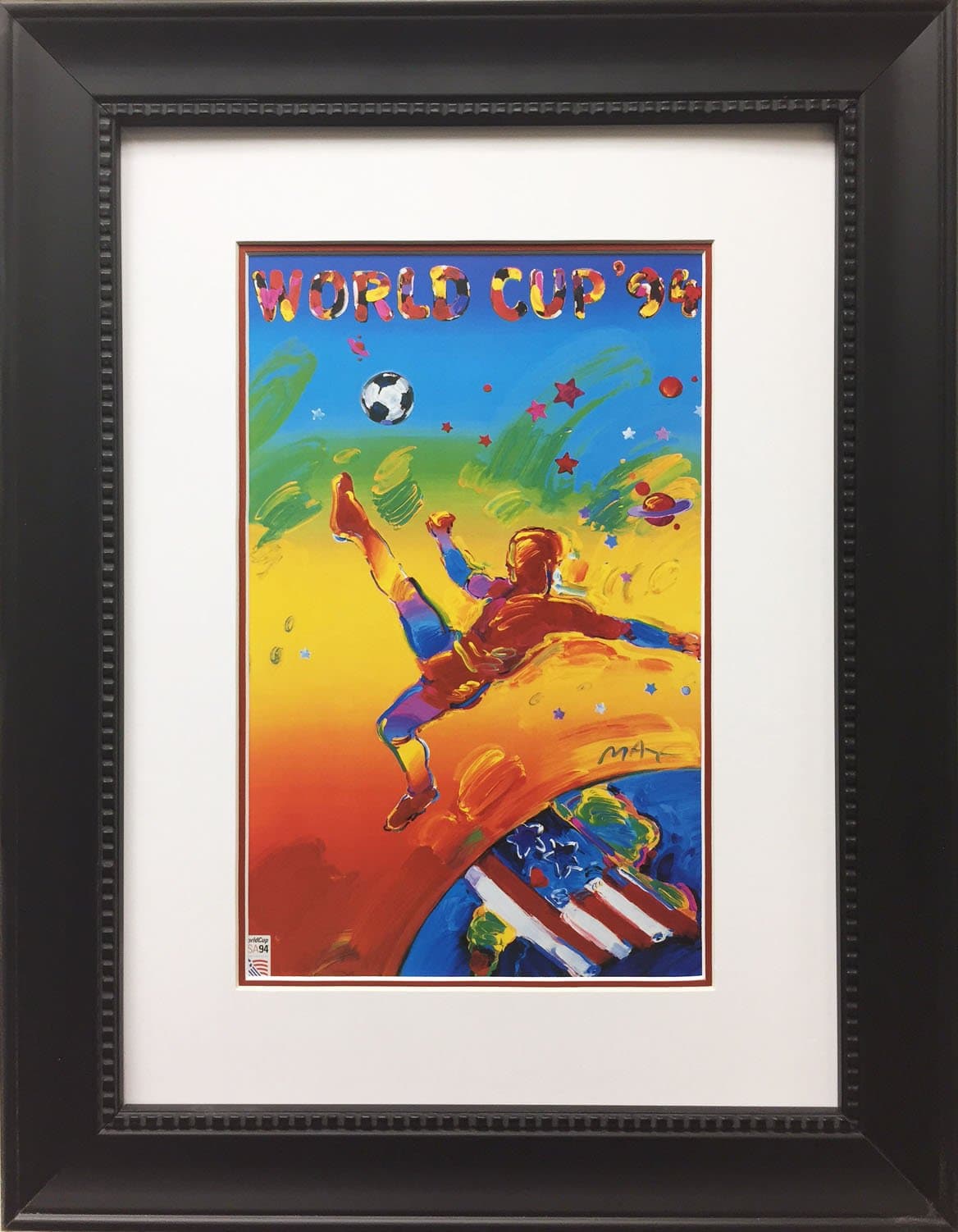 Peter Max "World Cup 94" Newly Custom Framed Art Print 14" x 18"
