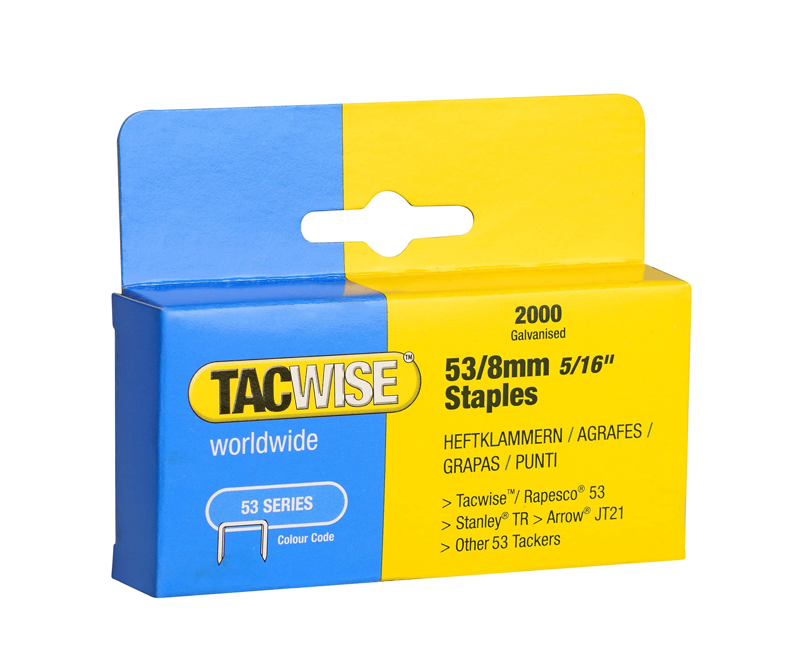 Tacwise 53 5/16-Inch Galvanized Staples for Hand Tackers/Staple Guns, Box of 2000 (0335)