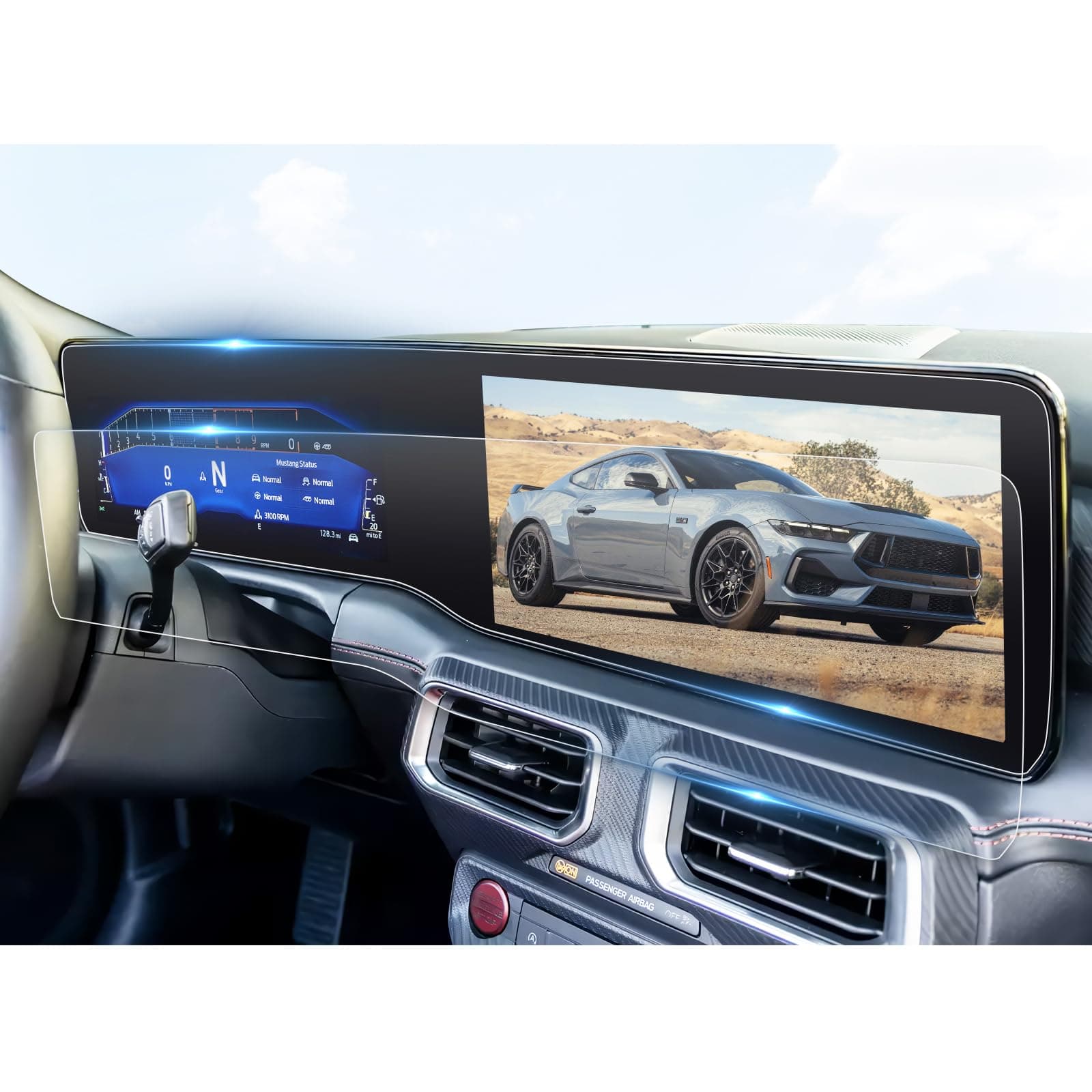 2 Pack for Ford Mustang Screen Protector 2024 + Ford Mustang Ecoboost/EcoBoost Premium/GT/GT Premium/Dark Horse/Dark Horse Premium Display, Anti-Glare and Anti-Scratch, Ultra Clear, 2024 Ford
