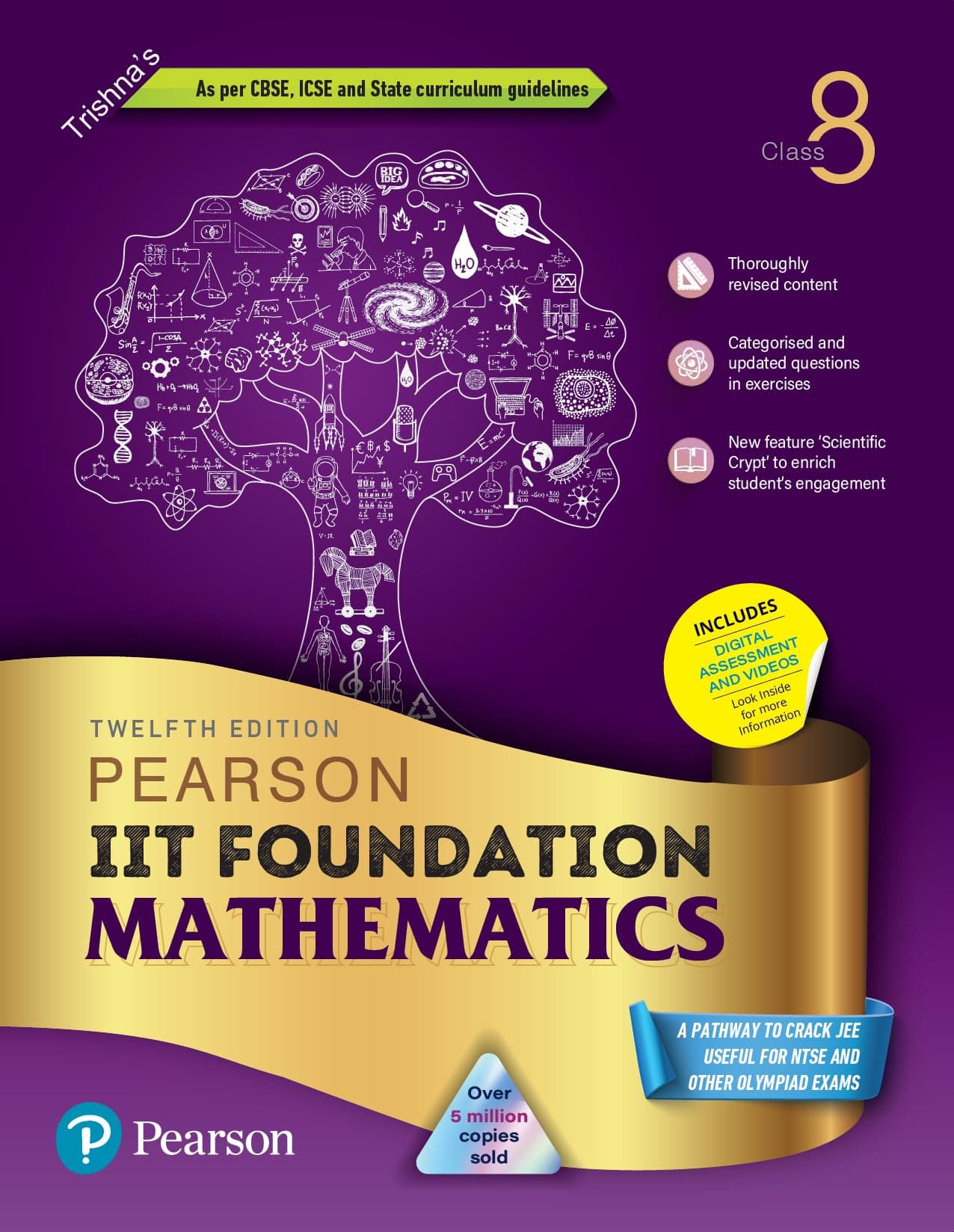 Pearson IIT Foundation'24 Mathematics Class 8, As Per CBSE, ICSE . For JEE | NEET | NSTE | Olympiad | Free access to elibrary, vidoes & Myinsights Self Preparation - 6th Edition By Pearson (OLD EDITION) Paperback – 12 February 2024