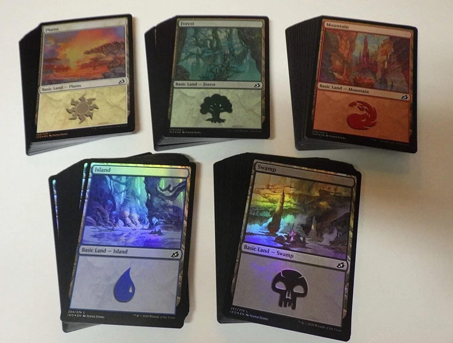MTG Decks & More Compatible with Magic The Gathering: 100 FOIL Basic Lands - 20 Swamp, Mountain, Forest, Plains, Island - MTG!