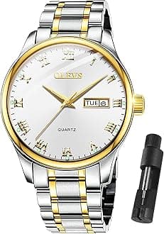 OLEVS Classic Men Watches with DateStainless Steel Man Watch Waterproof Bussiness Watches for MenLuminous Quartz Mens Watches with Black/White/Blue/Gold Dial Waterproof Male Watches with Week