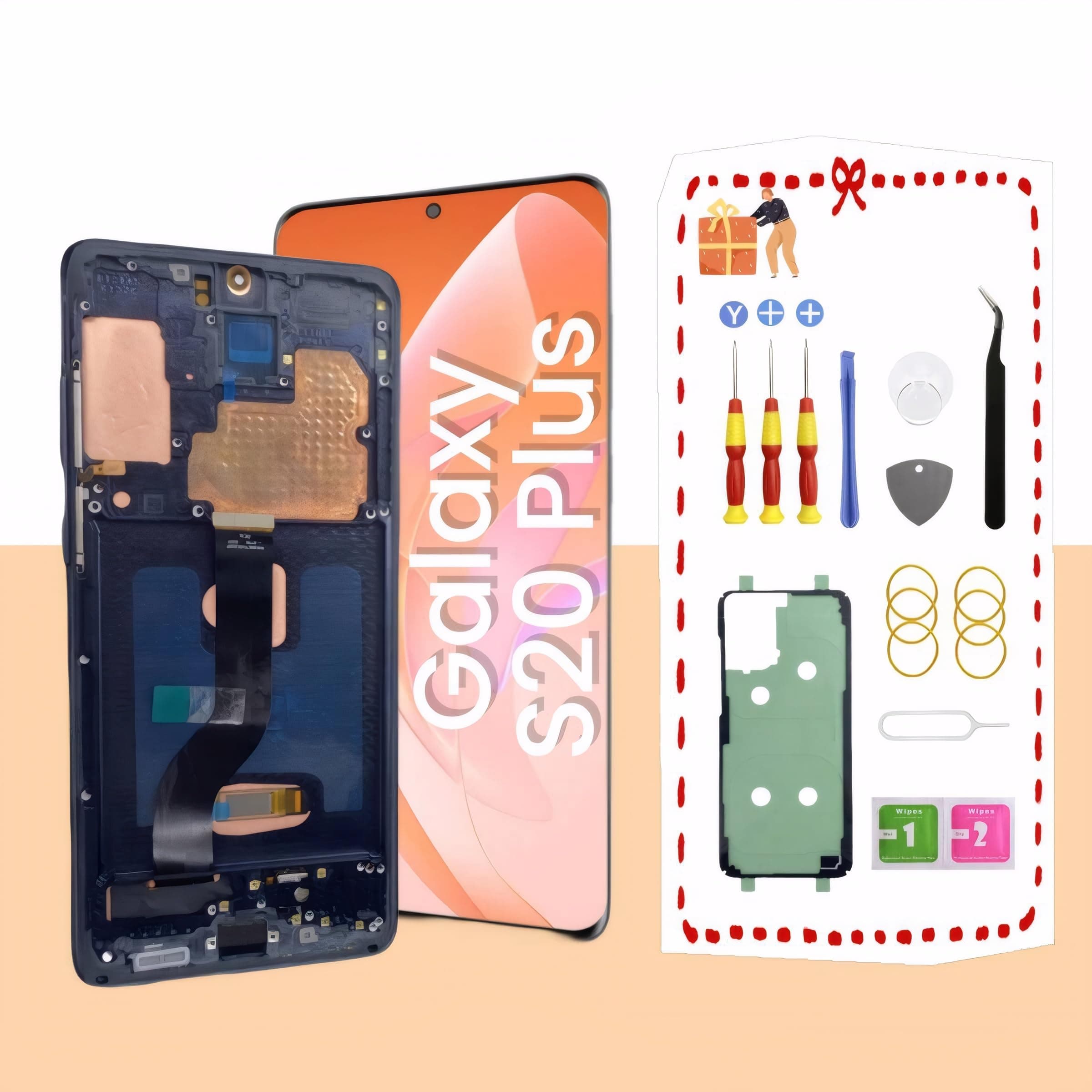 Soft OLED For Samsung Galaxy S20 Plus 5G Screen Replacement for Samsung S20+ LCD Display Touch Digitizer Screen Assembly Replacement with Frame 6.7" G986B G986U Black