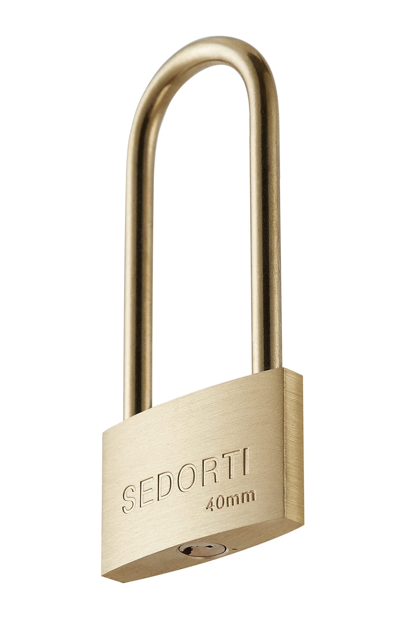 Weather Proof Lock, Solid Brass Padlock with Brass Long Shackle, 1-1/2" Wide, Light Duty Small Marine Grade Padlock
