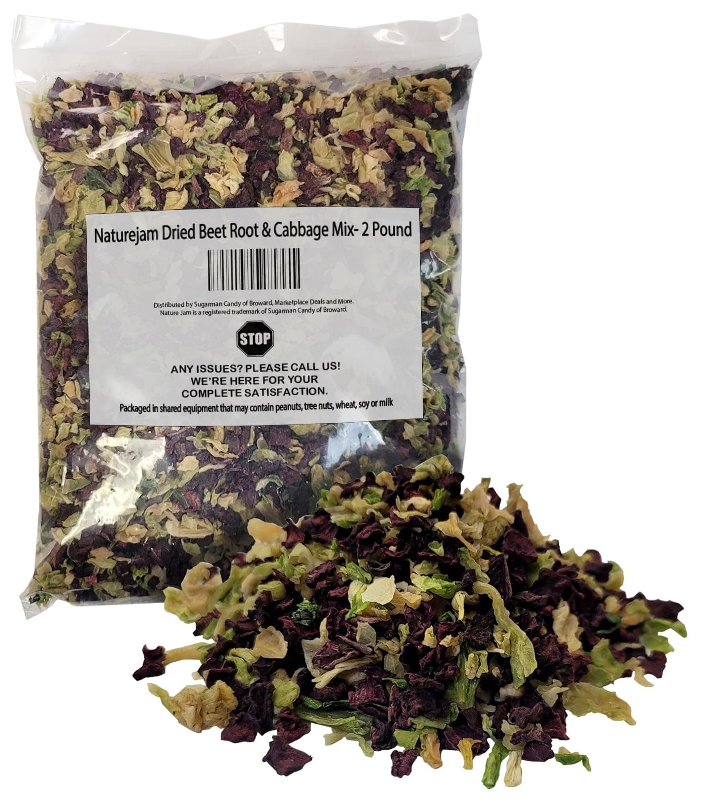 Naturejam Dried Beet Root & Cabbage Mix-2 Pound Bag-To Make Side Steamed Vegetables or Soups-Dehydrated 2 Ingredients Only