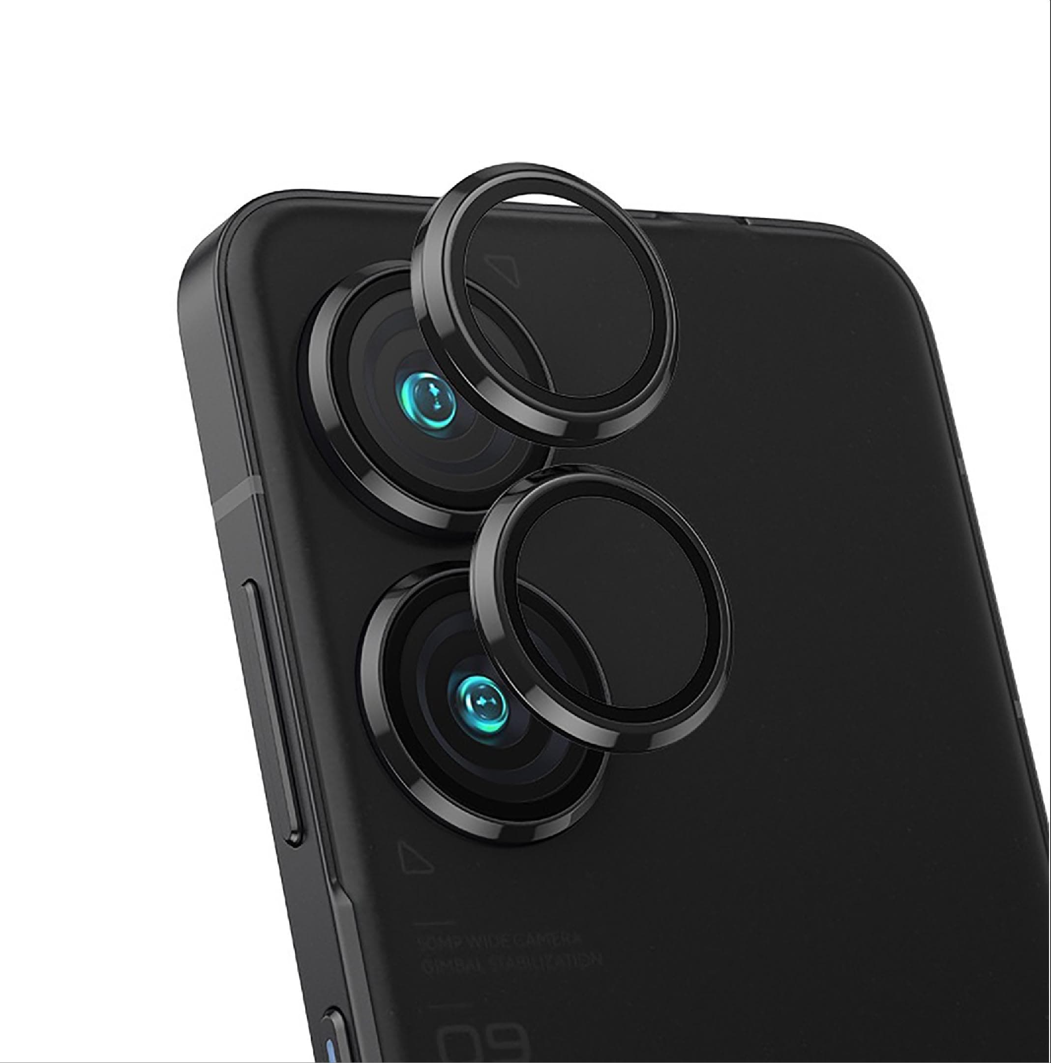 [Comprehensive Protection Camera Lens Protector Compatible with ASUS Zenfone 10, [Double Protection] Metal + Tempered Glass, Camera Protector – Black