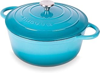 Enamelled Cast Iron Dutch Oven Pot with Lid 6.4 Quart Non Stick Casserole Pot – Heavy Duty & Oven Safe up to 500° F for Bread Baking, Braising, Stews, Roasting – 28cm Light Blue