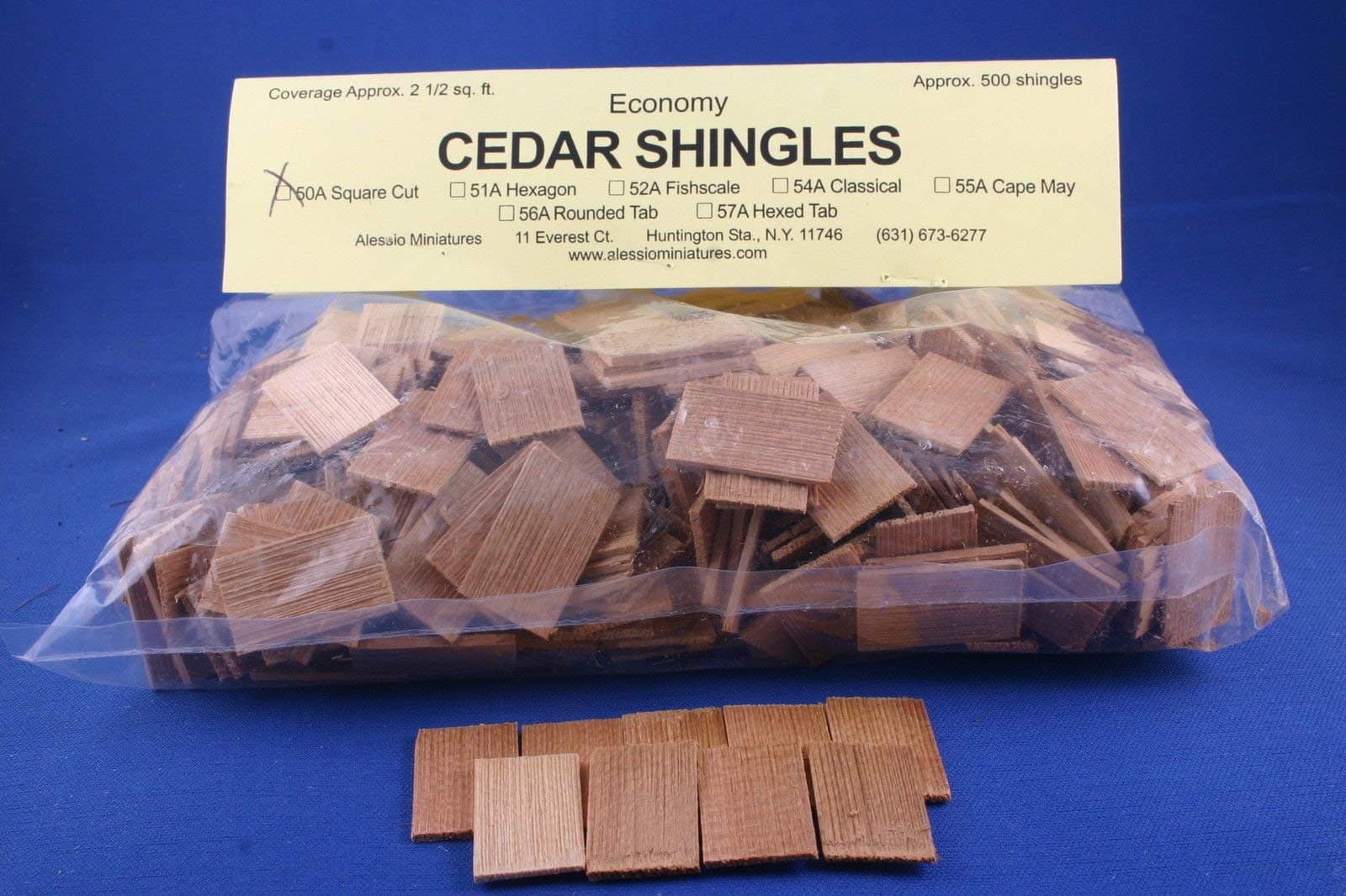 Alessio Miniatures Cedar Wood Rectangular Shingles for Dolls House (Approx 500) covers 0.23 sq metres