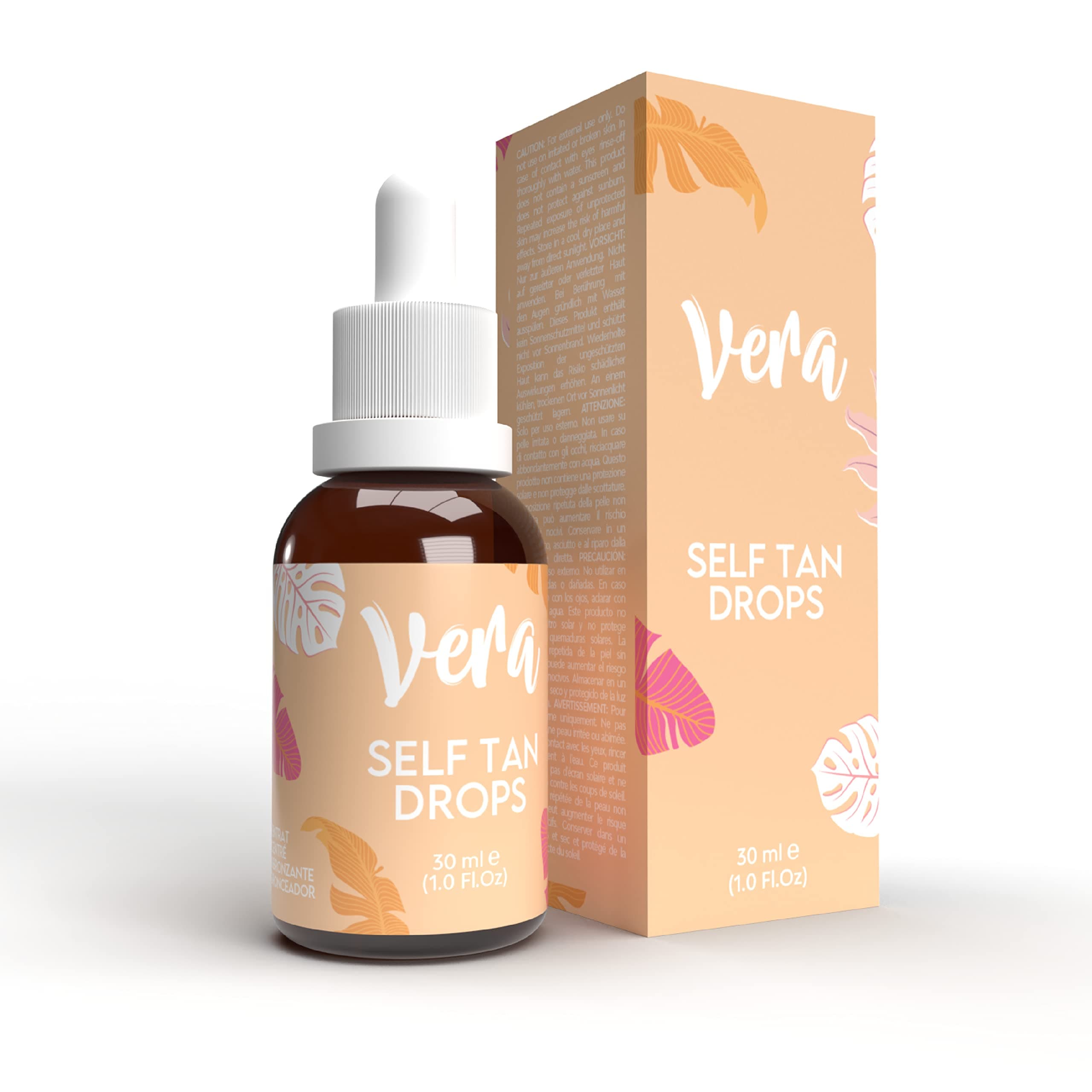 Vera Self Tan Drops - Tanning Drops to Mix with Face Moisturiser for Fake Tan - A Natural Pineapple Self Tan Accelerator for a Face Tan - Alternative to Tanning Oil, Tanning Lotion & Spray Tan, 30ml