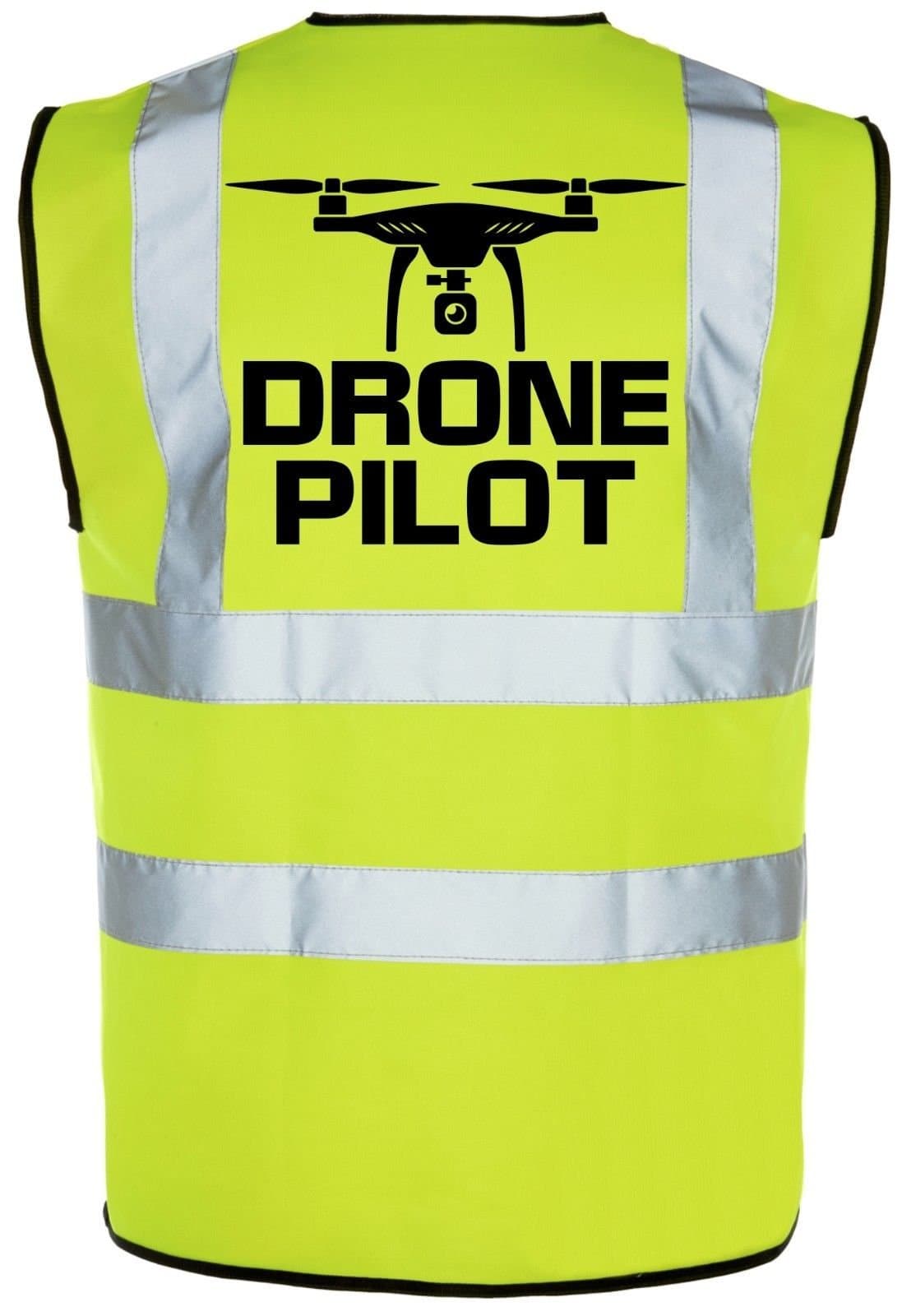 Drone Pilot QUADCOP Hi-Vis Hi-Viz Visibility Safety Vest/Waistcoat Yellow/Orange