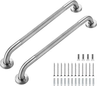 Grab Bars for Shower, 2 Pack 20-Inch Anti Slip Shower Handles for Elderly, Stainless Steel Handicap Grab Bars for Bathroom, Toilet (Brushed Nickel, 1" Diameter)