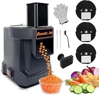 - Anatole Electric Vegetable Dicer Commercial Food Processor Heavy Duty Veggie Fruits Chopper with 3 Stainless Steel Blades for Carrot Potato Onion 100W 110V